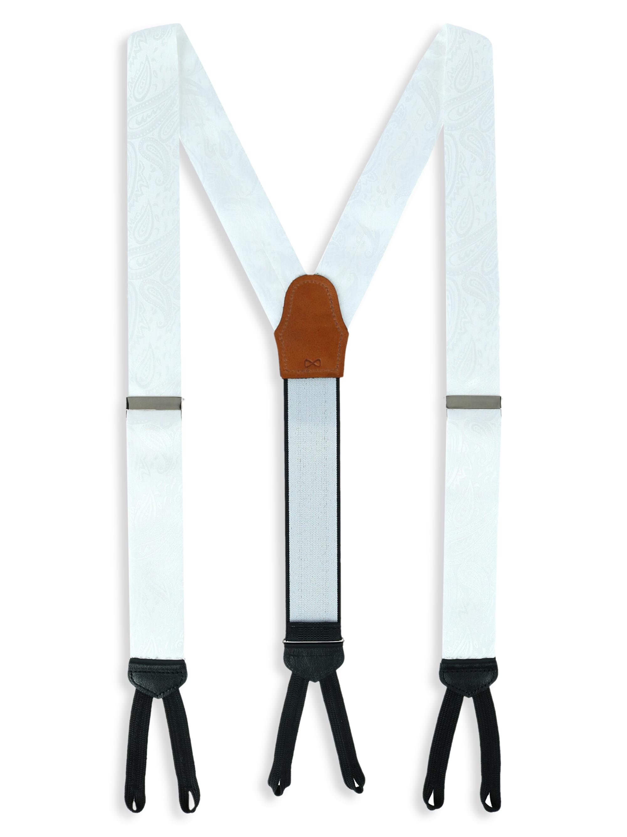 Trafalgar Men's Banbury Paisley Silk Suspenders - White