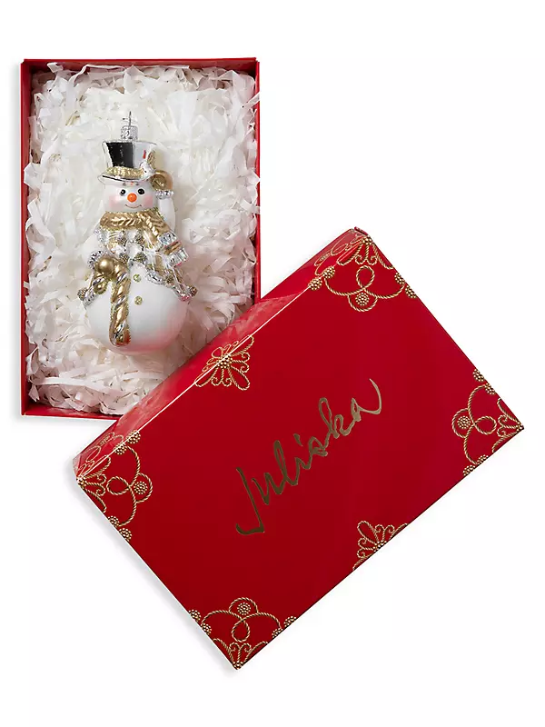 Berry & Thread Gold & Silver Tartan Snowman Ornament