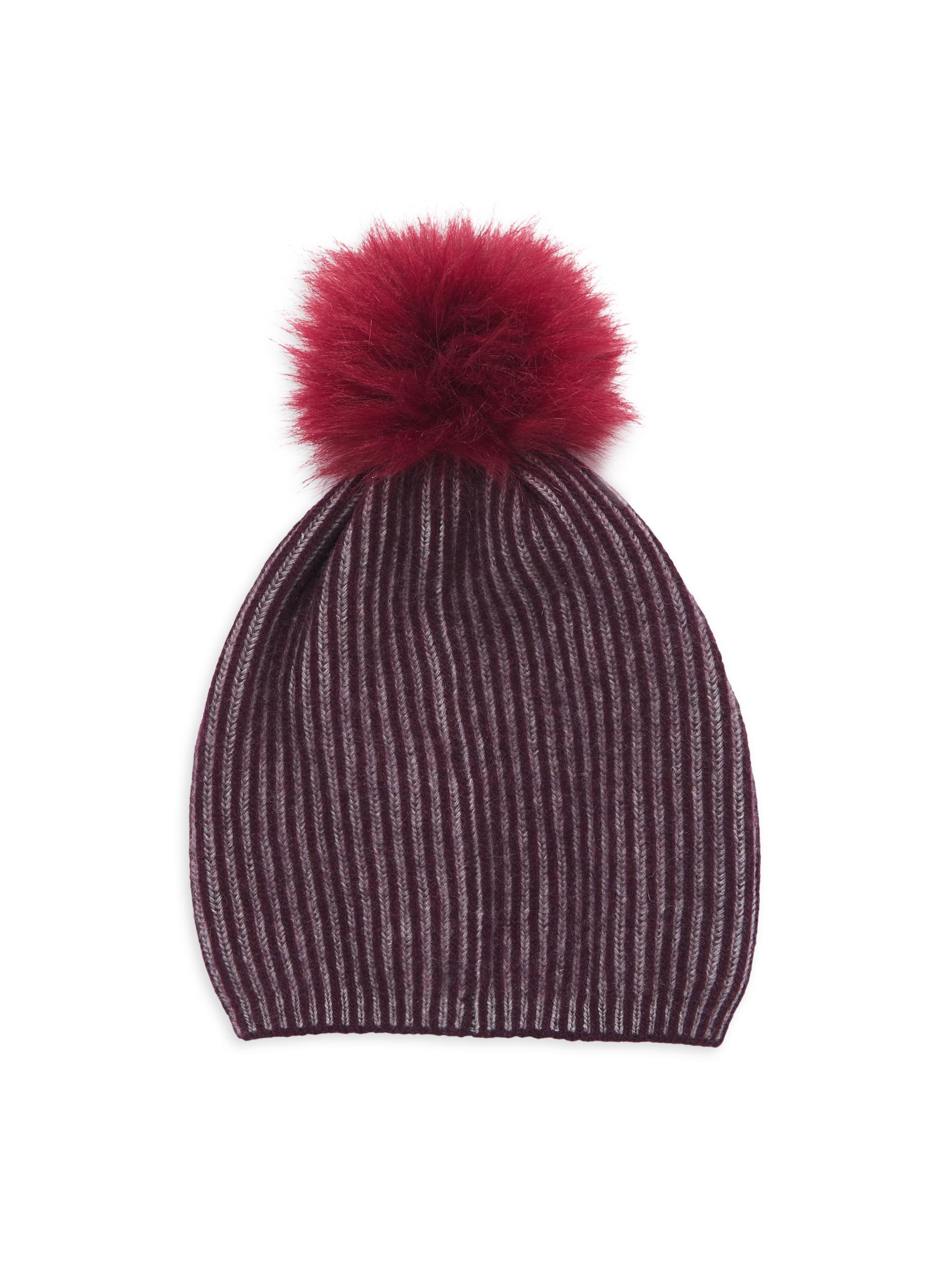 Carolyn Rowan Collection Women's Ribbed Cashmere Beanie - Burgundy
