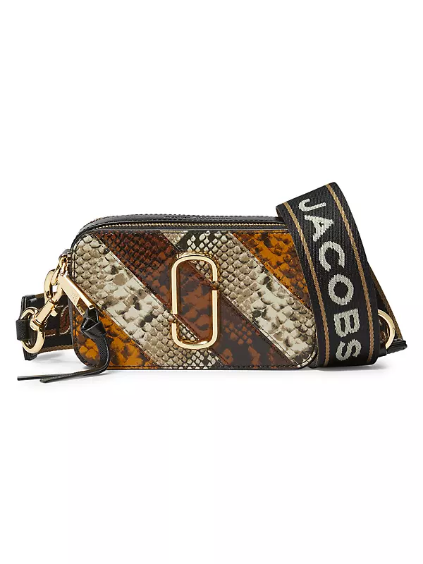 Snapshot Snake-Embossed Leather Patchwork Camera Bag
