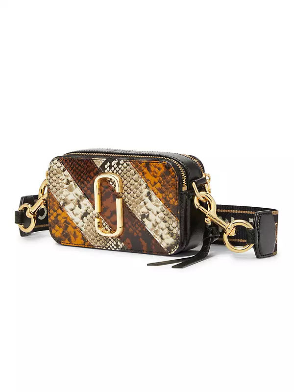 Snapshot Snake-Embossed Leather Patchwork Camera Bag