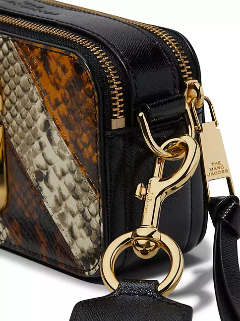 Shop Marc Jacobs Snapshot Snake-Embossed Leather Patchwork Camera Bag