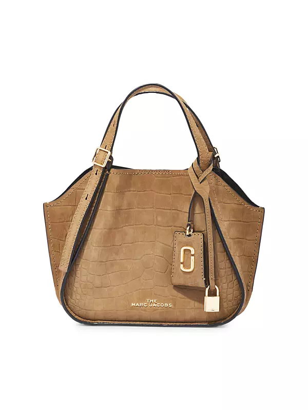 The Mini Director Croc-Embossed Suede Tote