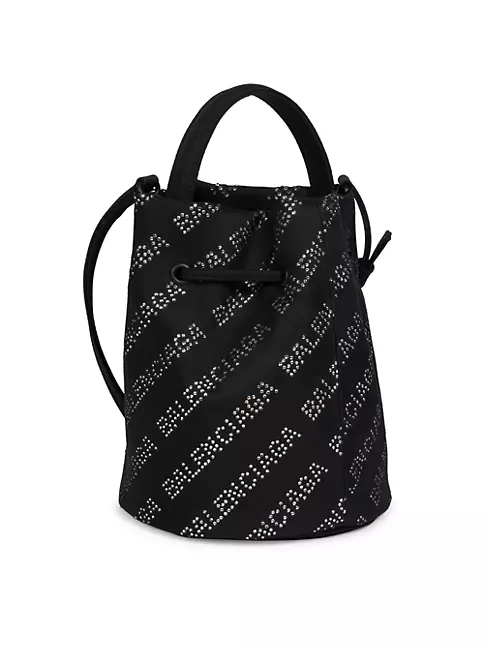 BALENCIAGA, 'Wheel' logo print drawstring nylon bucket bag, Women