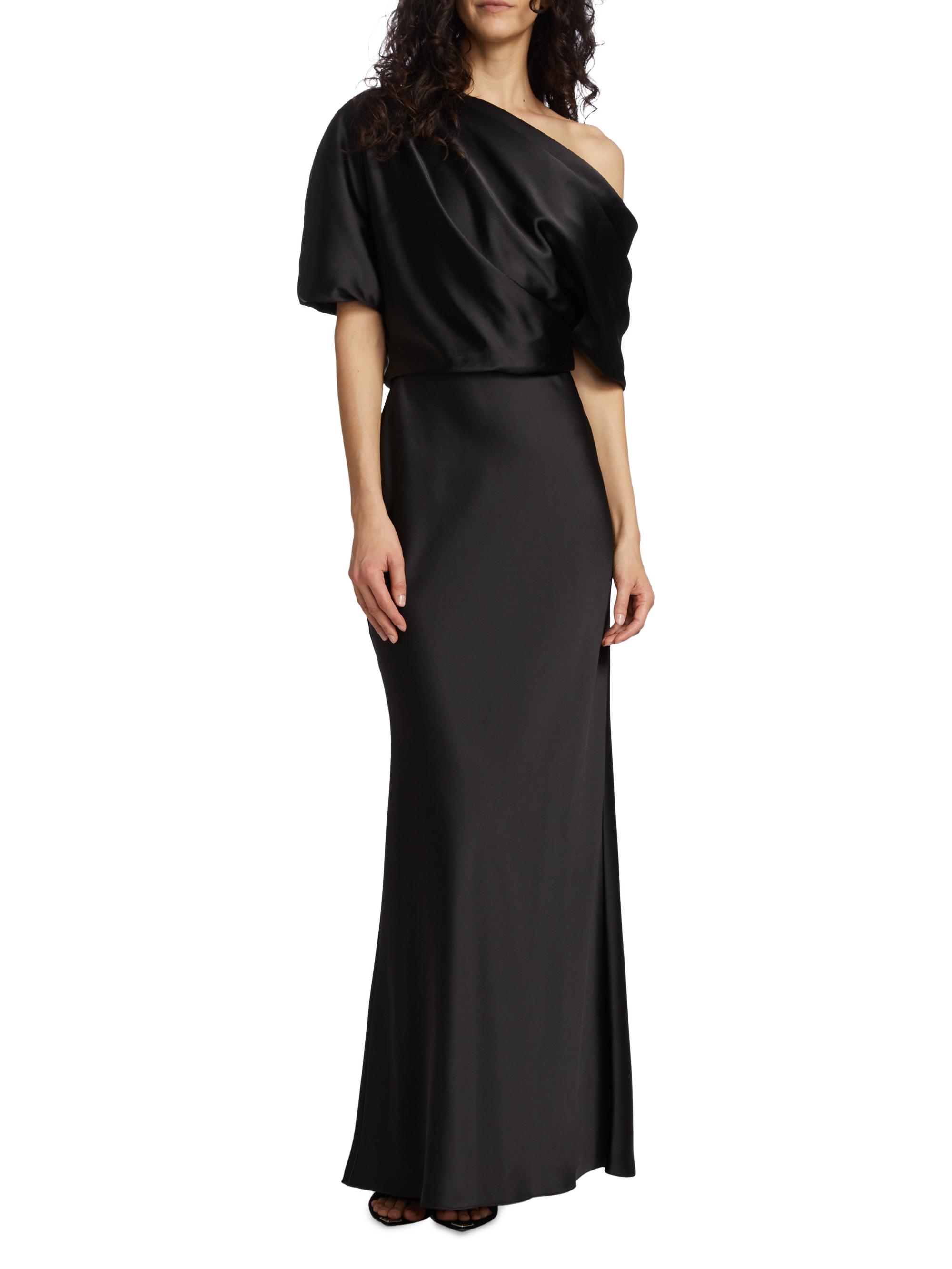 Amsale Women's Satin One-Shoulder Gown - Black - Size 10