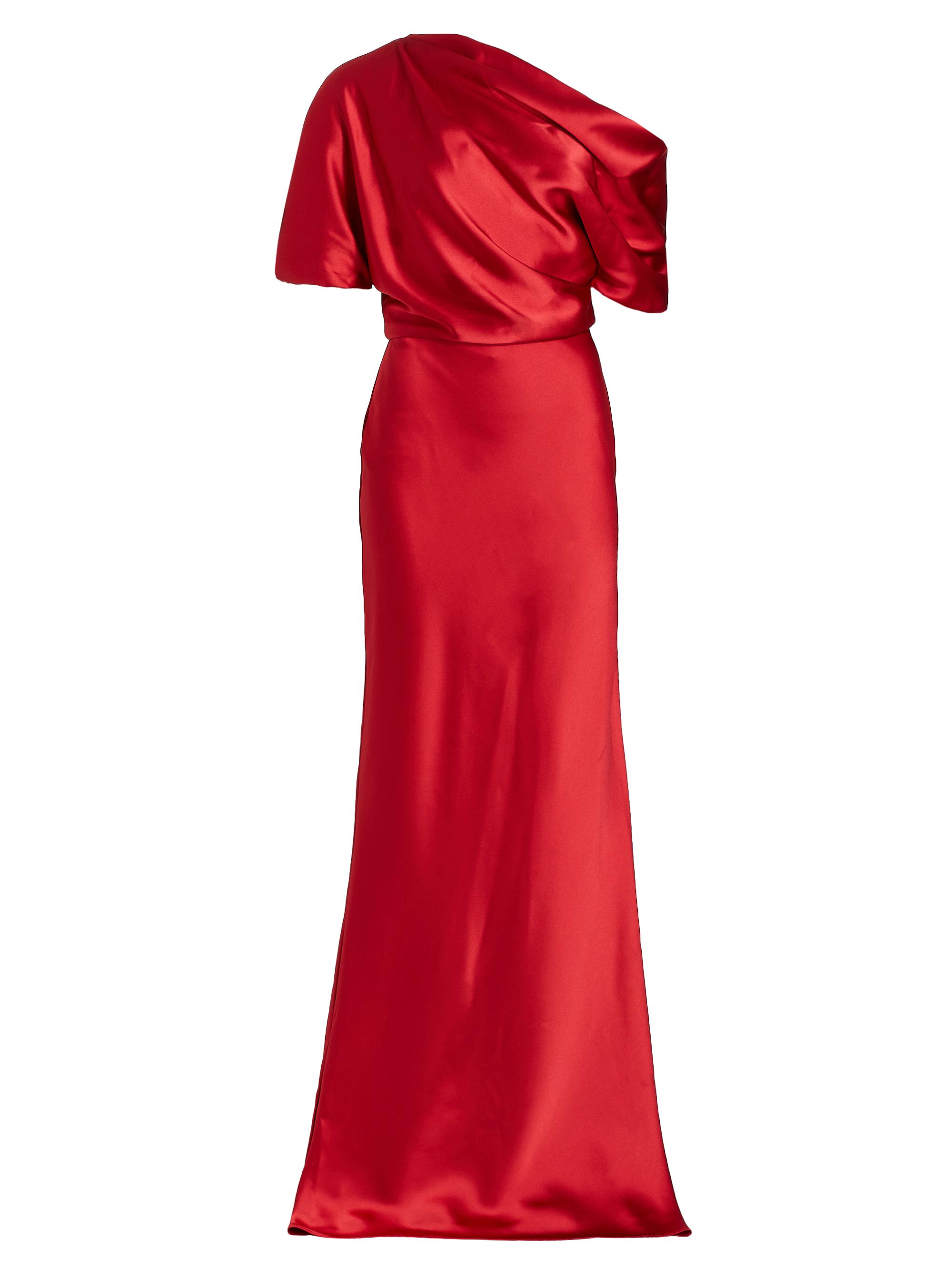 Satin One-Shoulder Gown