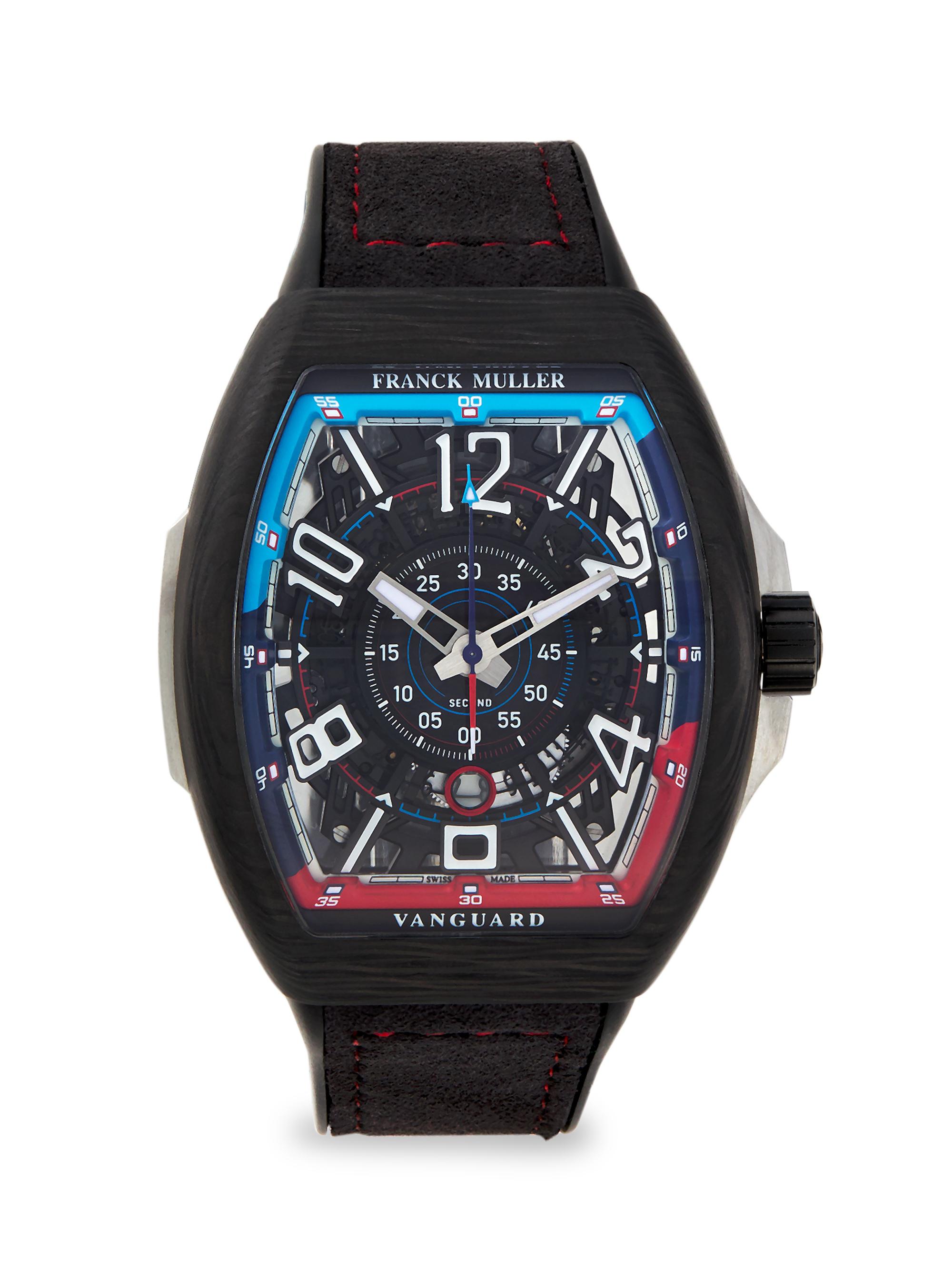 Franck Muller Men's Bill Auberlin Vanguard Carbon, Leather, & Rubber Skeleton Watch