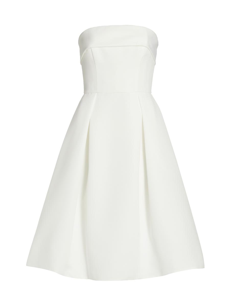 amsale faille v-neck fit-and-flare dress Faille Side Gather Dress Silk-white / 6