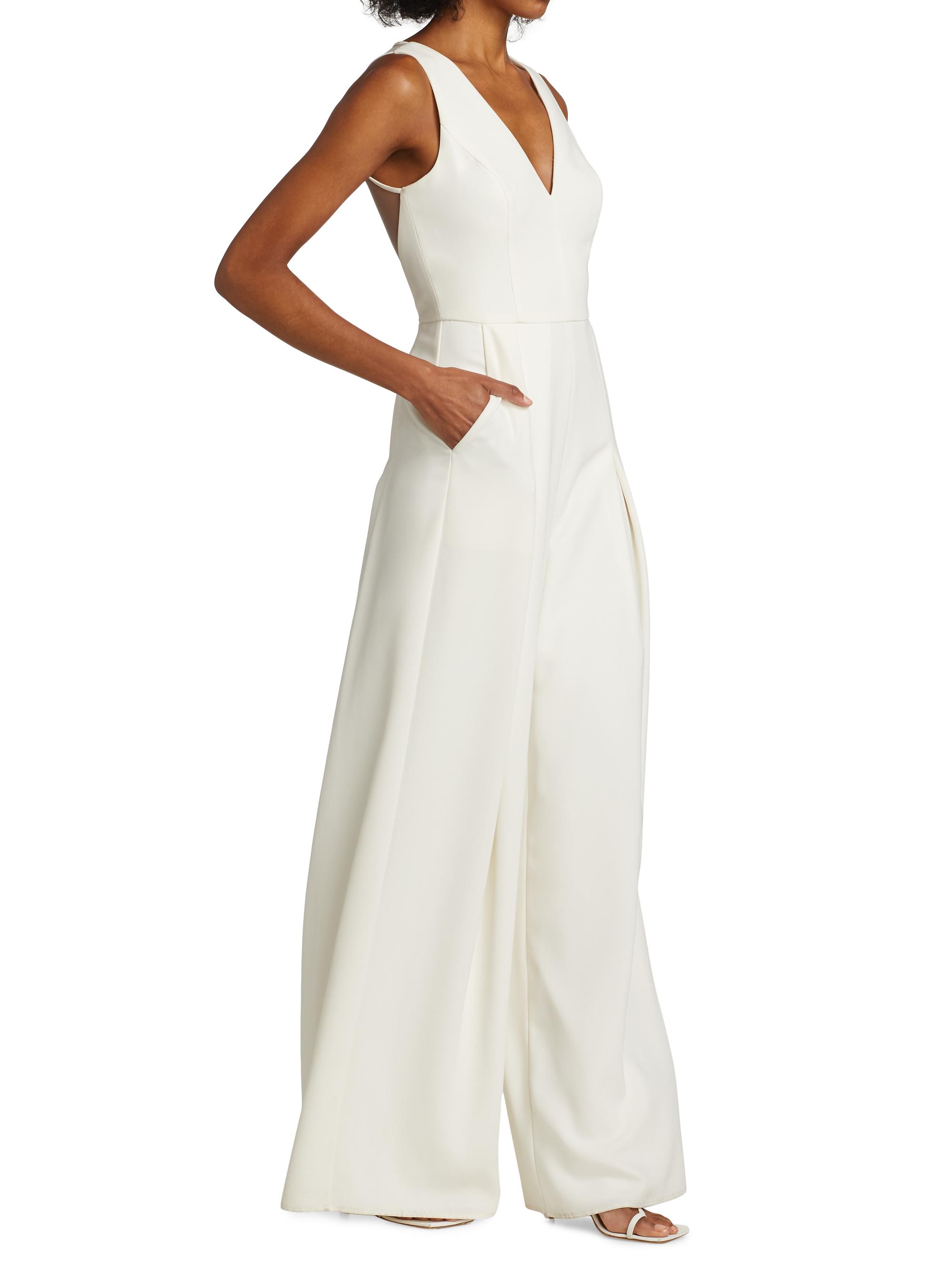 Amsale Crepe Wide-Leg Jumpsuit | Saks Fifth Avenue