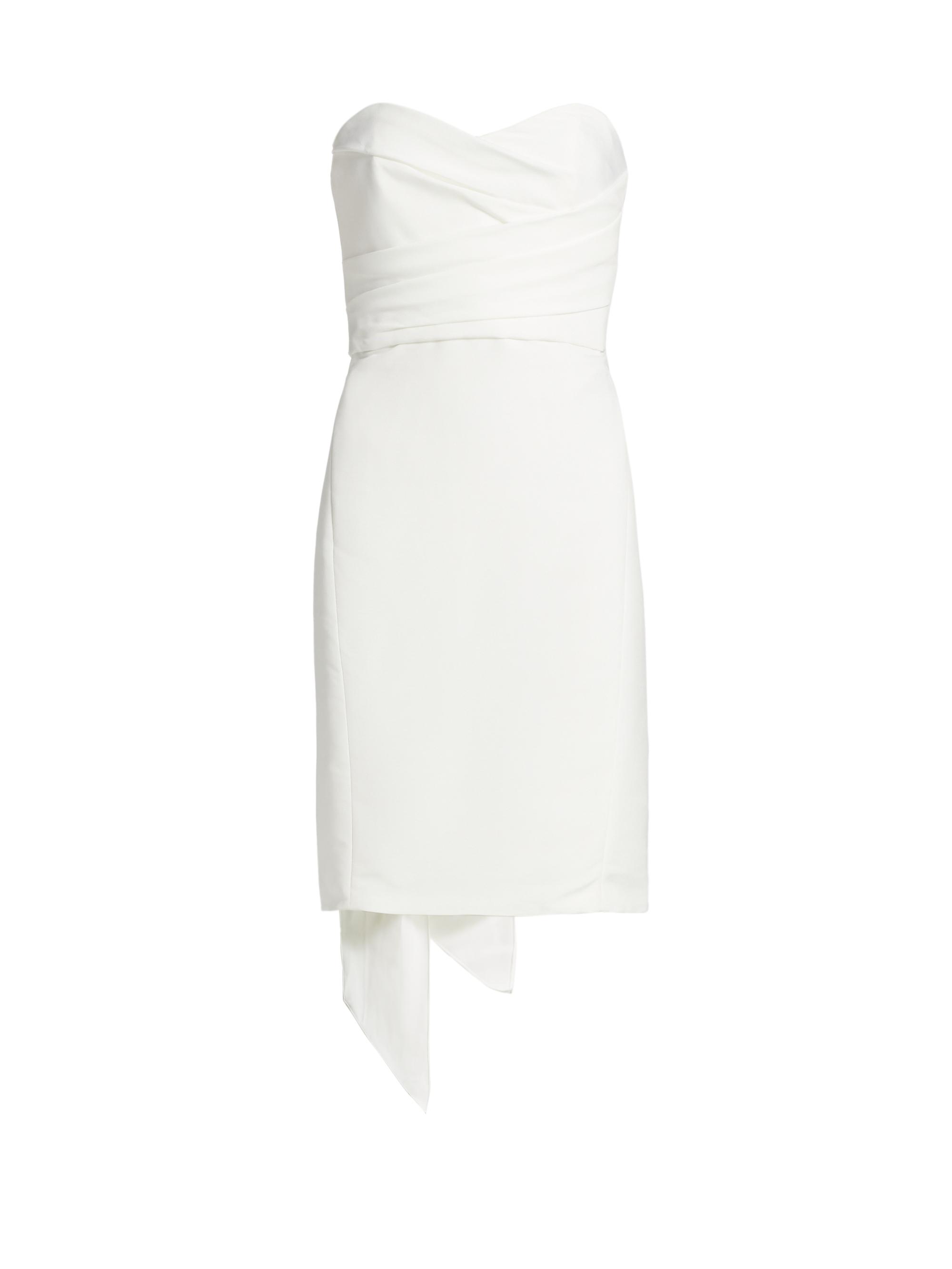 Amsale Women's Strapless Silk Faille Bow Dress - Silk White