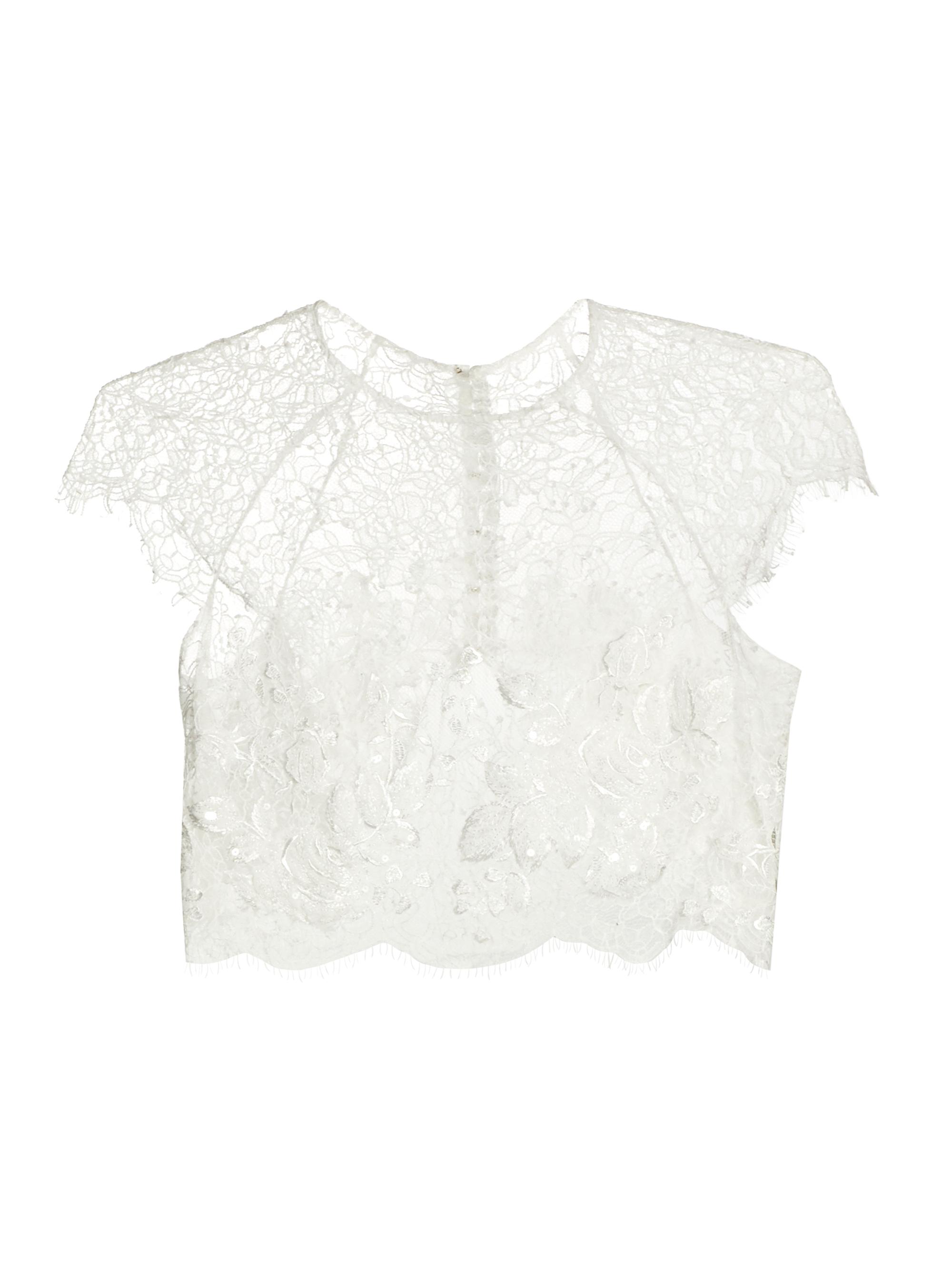 Amsale Women's Embroidered Lace Short-Sleeve Top -