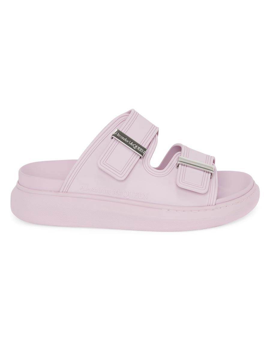 McQueen Rubber Double-Strap Slides | Saks Fifth Avenue