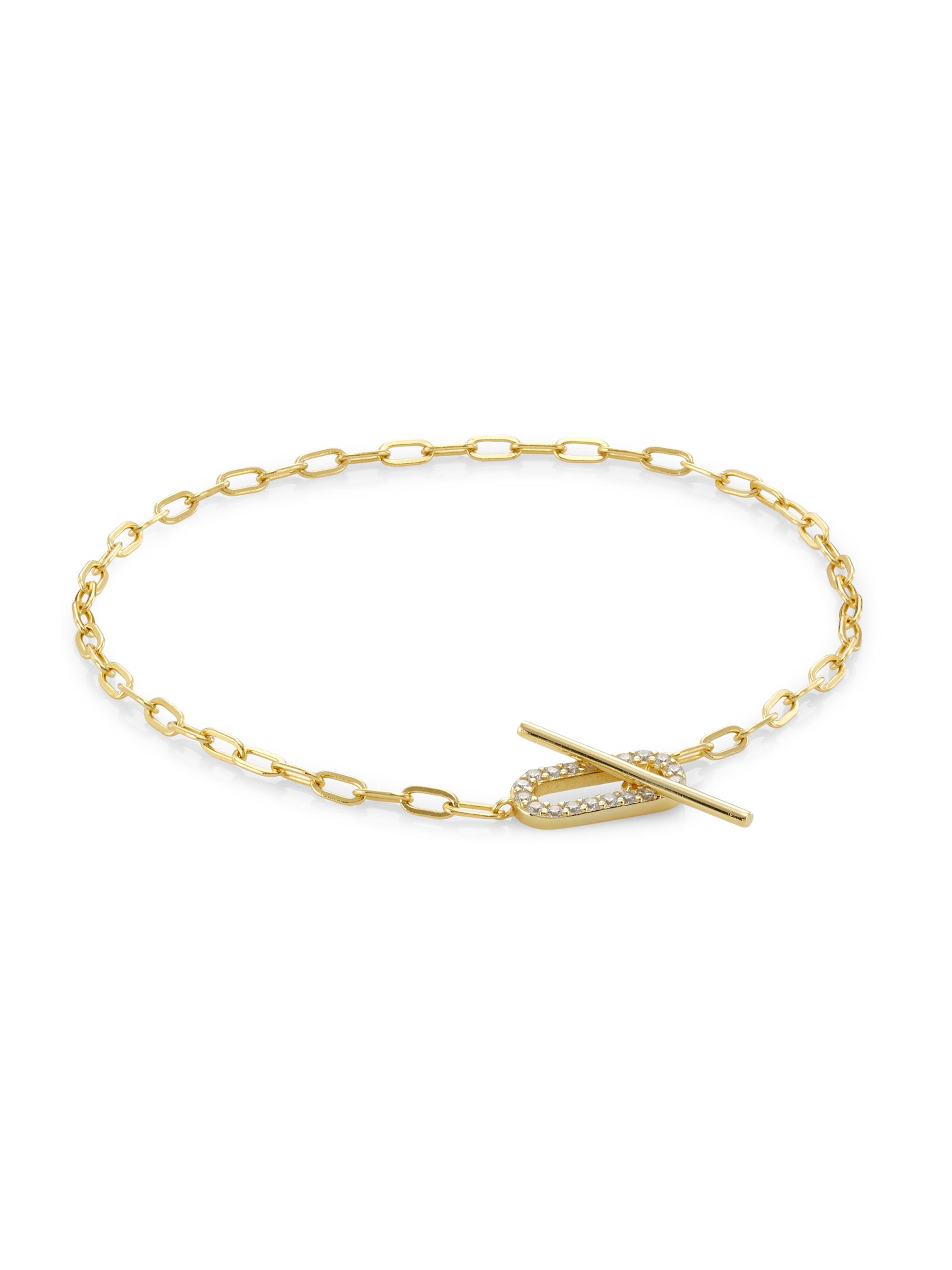 Shashi Women's Jade 18K Goldplated Cubic Zirconia Pavé Bracelet - Gold