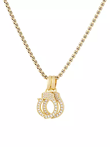 18K Gold-Plated & Cubic Zirconia Handcuff Pendant Necklace