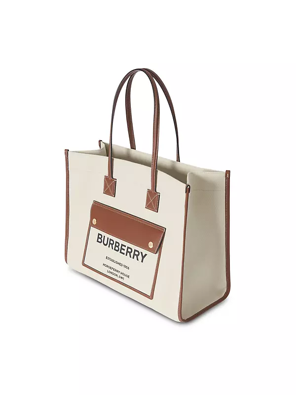 Burberry London Canvas Bucket Bag in Natural