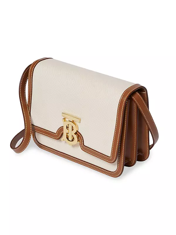 Burberry TB Shoulder Bag Monogram Small Beige/Orange in Calfskin Leather  with Gold-tone - US
