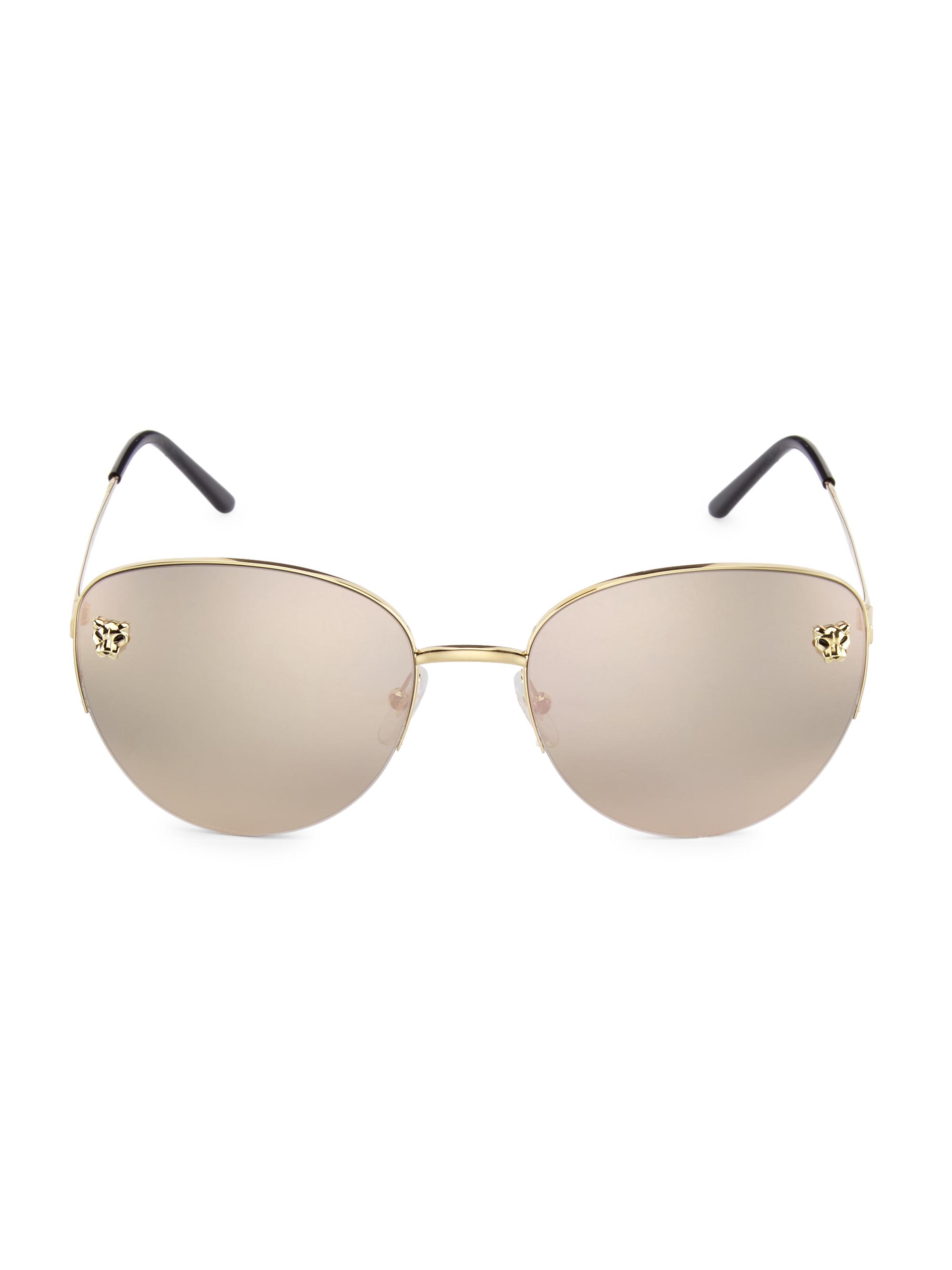 Cartier Women's Panthère De  59MM Mirrored Cat-Eye Sunglasses - Smooth Gold