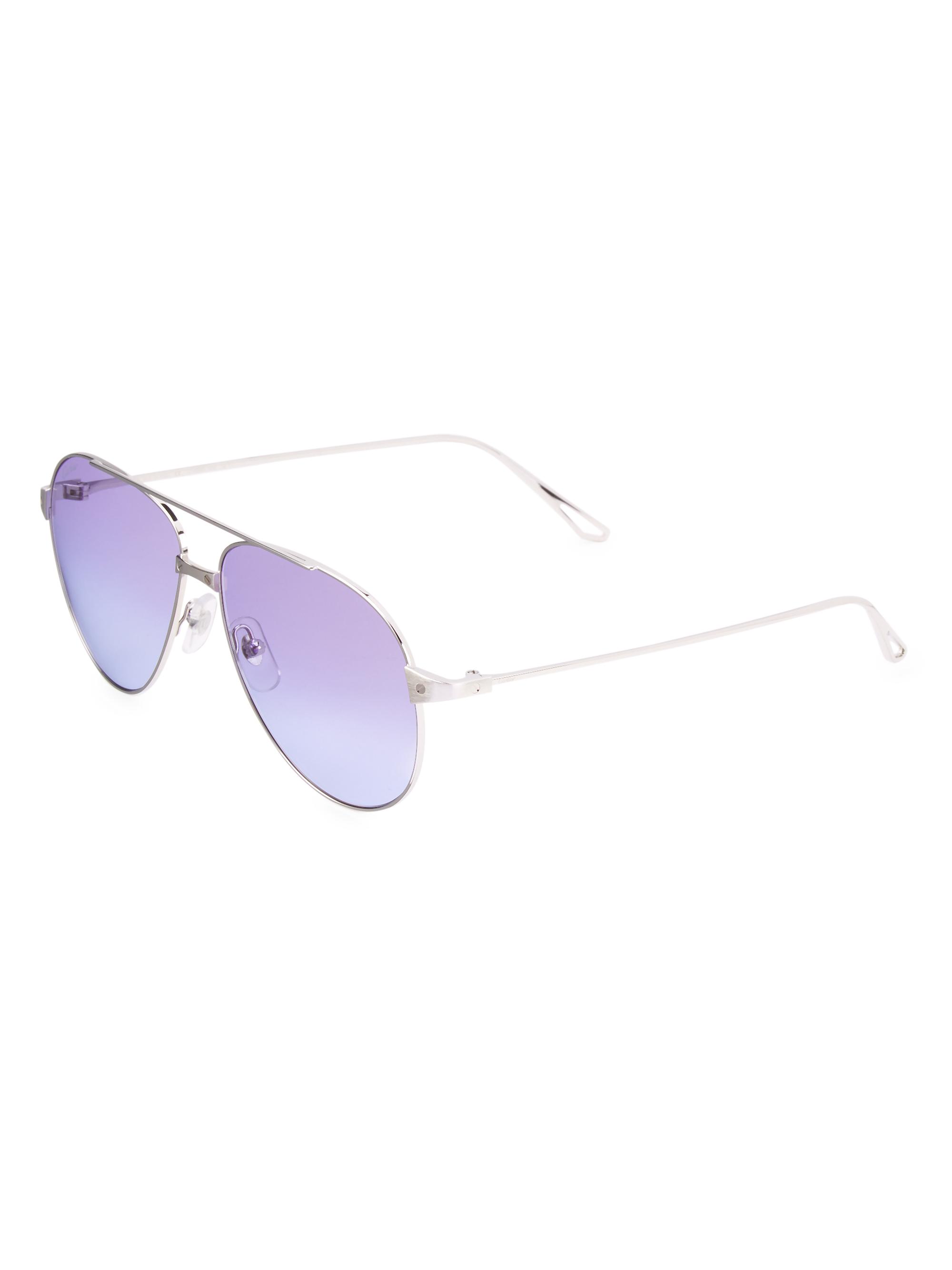 Cartier Women's Santos De  59MM Pilot Sunglasses - Smooth Silver