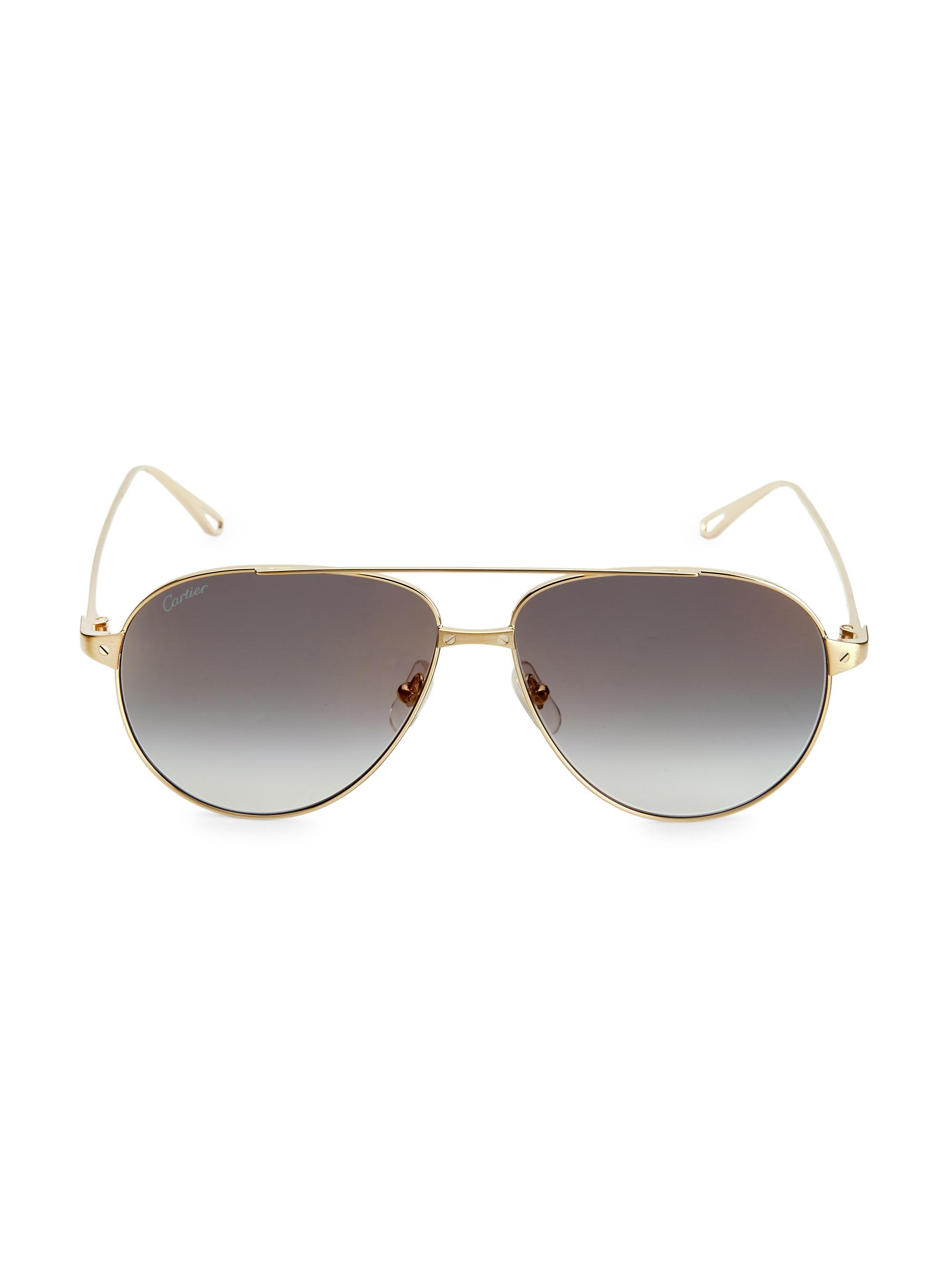 Cartier Women's Santos De  59MM Pilot Sunglasses - Smooth Gold