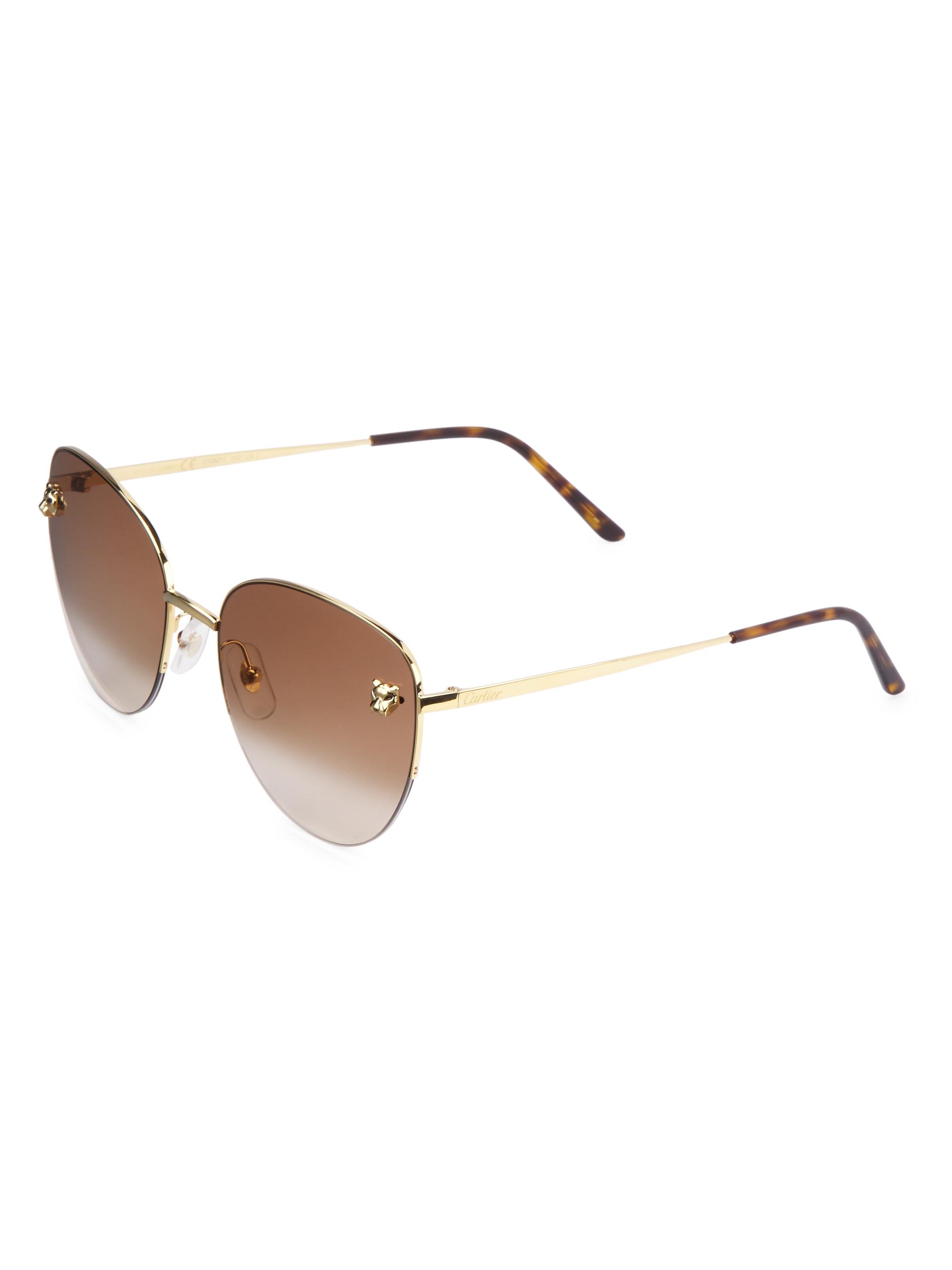 Cartier Women's Panthère De  59MM Cat-Eye Sunglasses - Smooth Gold | Thumbnail 5