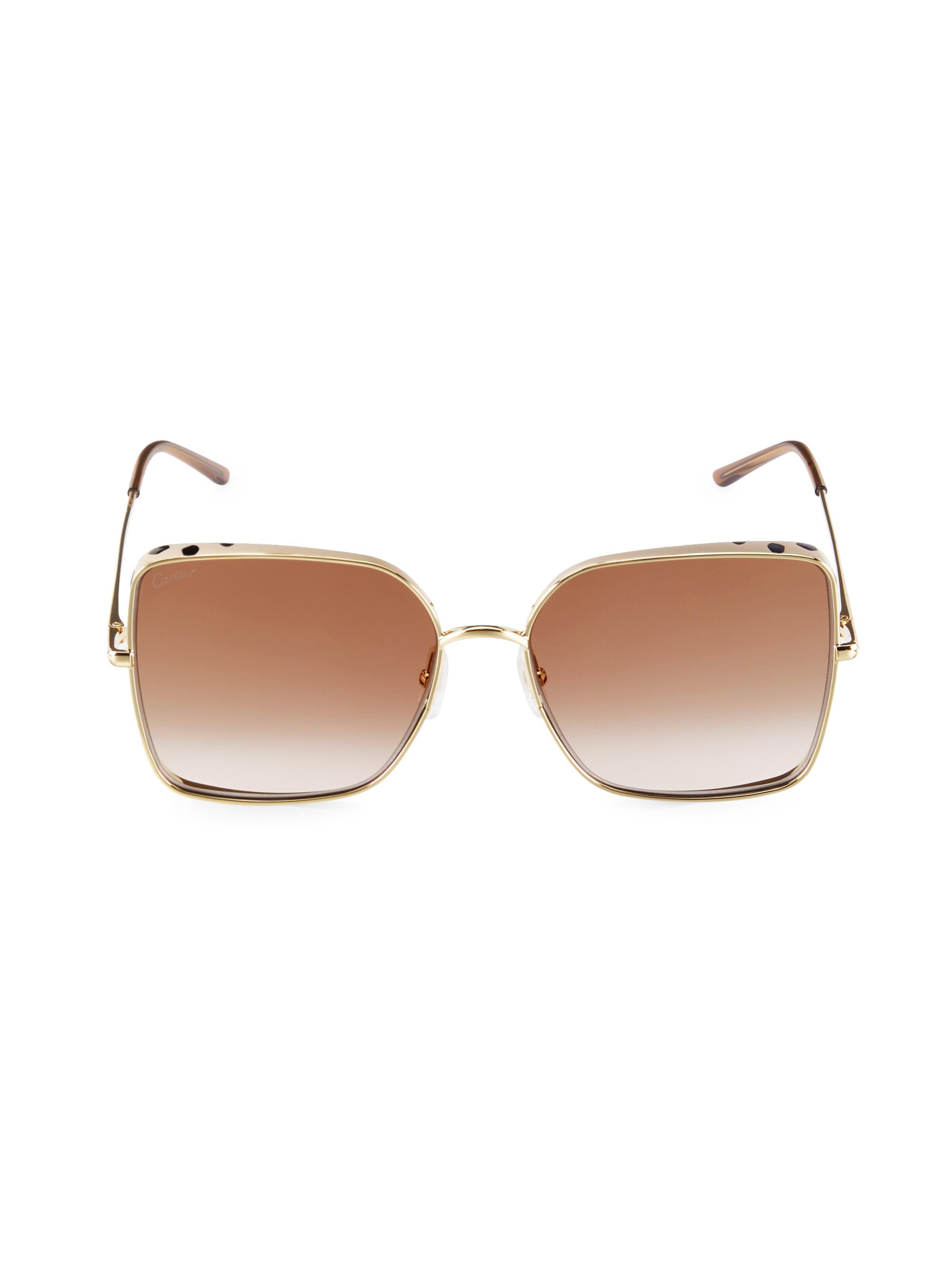 Cartier Panthère De Cartier 59MM Square Sunglasses | Saks Fifth Avenue