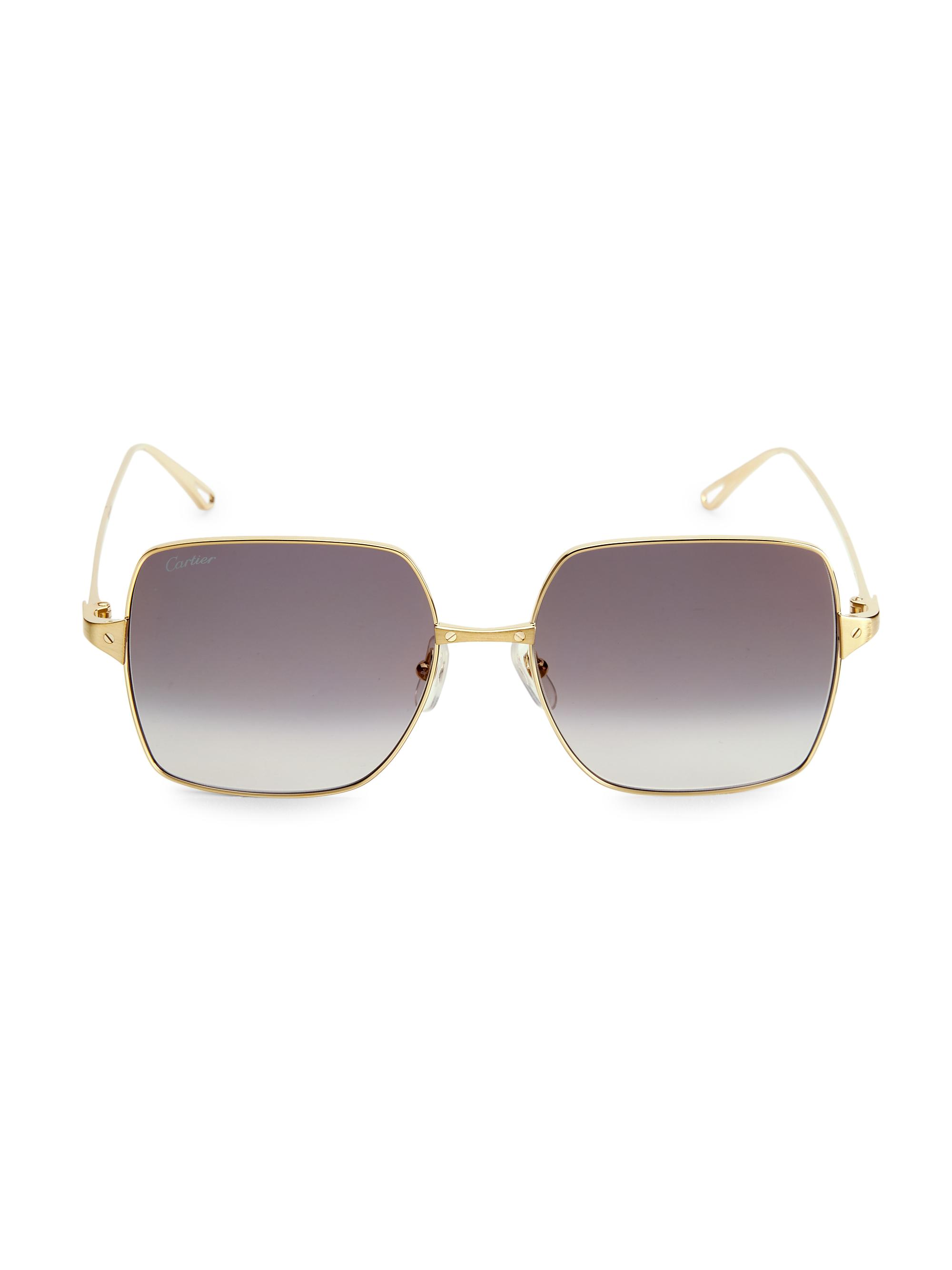Cartier Women's Santos De  57MM Square Sunglasses - Smooth Gold
