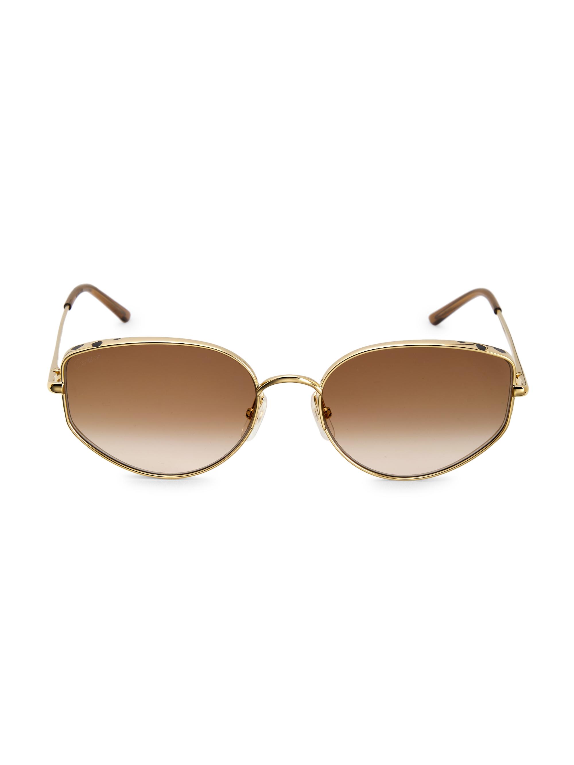 Cartier Women's Panthère De  58MM Cat-Eye Sunglasses - Smooth Gold
