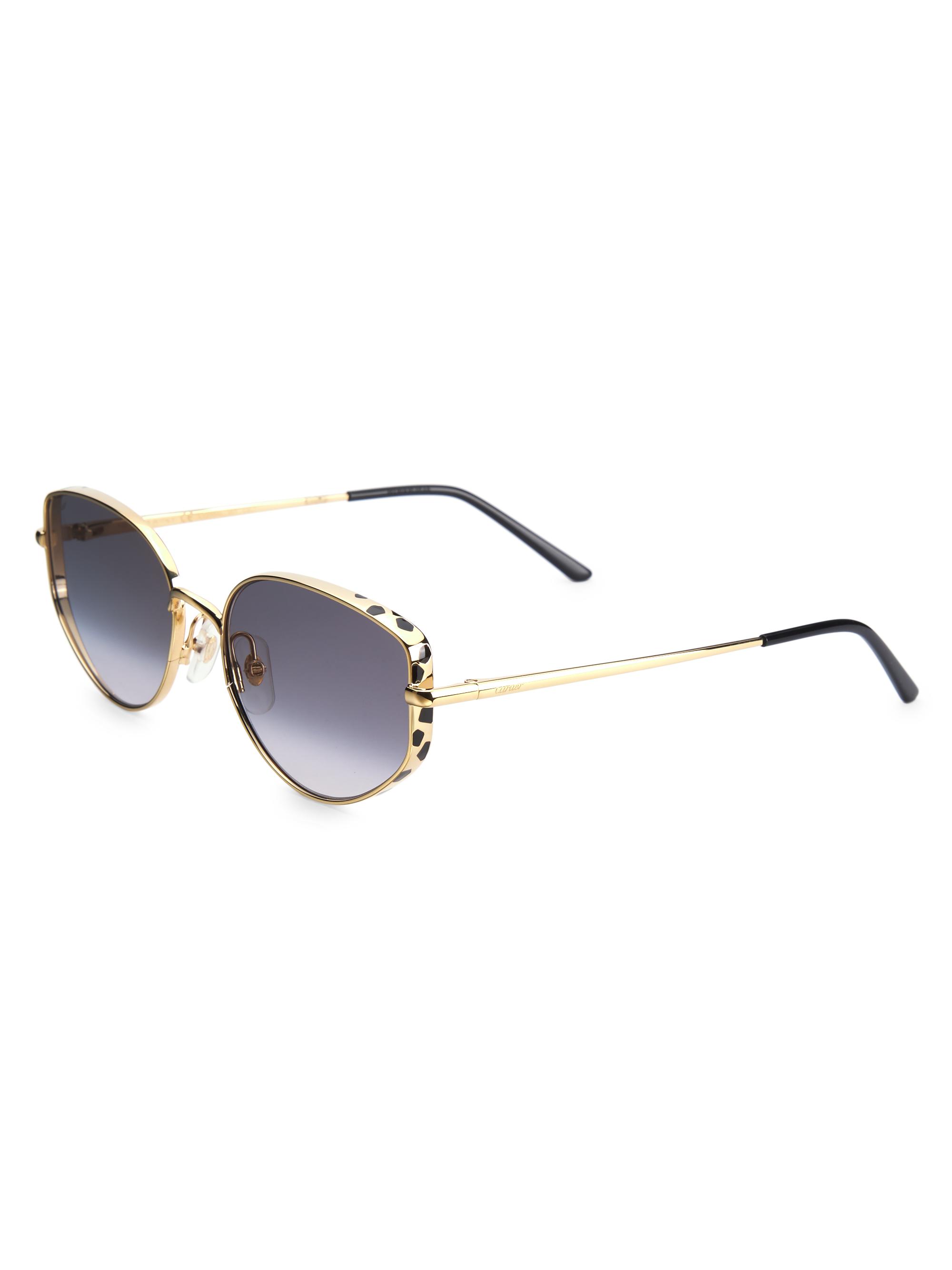 Cartier Women's Panthère De  58MM Cat-Eye Sunglasses - Smooth Gold Grey | Thumbnail 5
