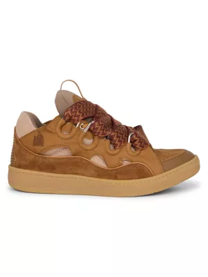 Lanvin Tan Leather Curb Sneakers