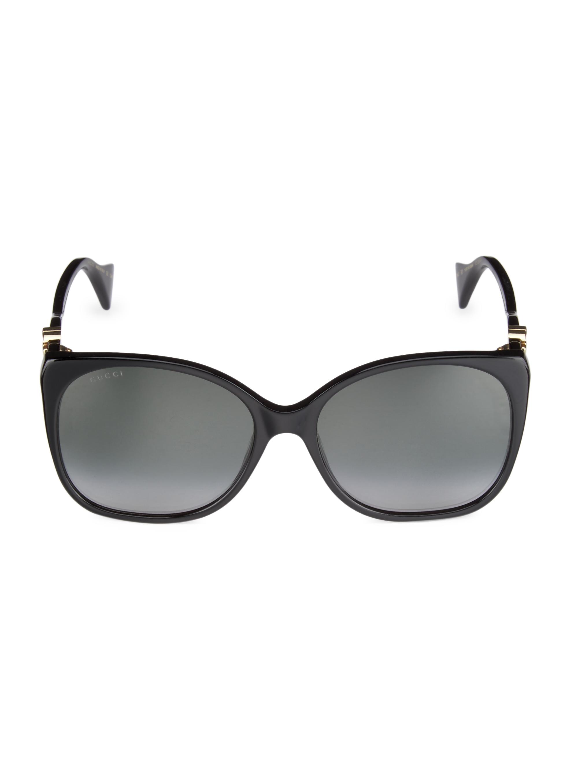 Gucci Women's Mini Running 60MM Square Sunglasses - Shiny Solid Black