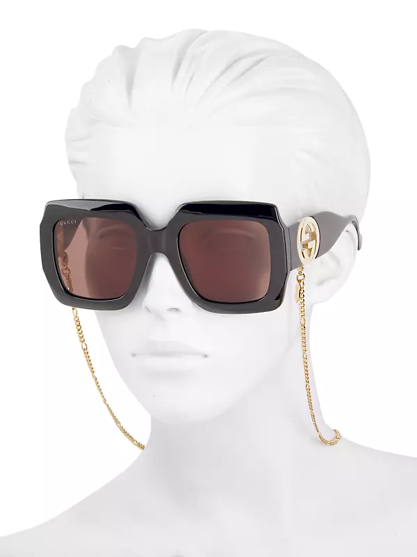 Gucci Chain 54MM Square Sunglasses