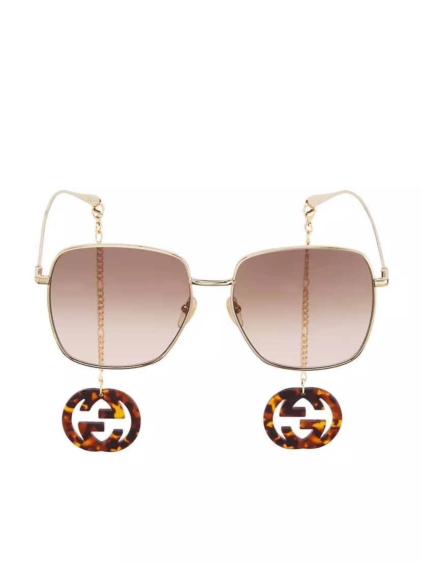 Gucci Mirrored Metal Square Frame Sunglasses (Sunglasses,Square Frame)