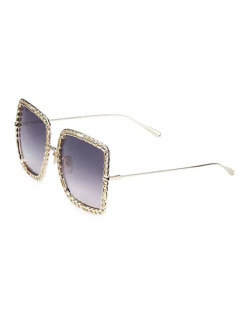Gucci Eyewear Chain-Link Round Frame Sunglasses - Yellow
