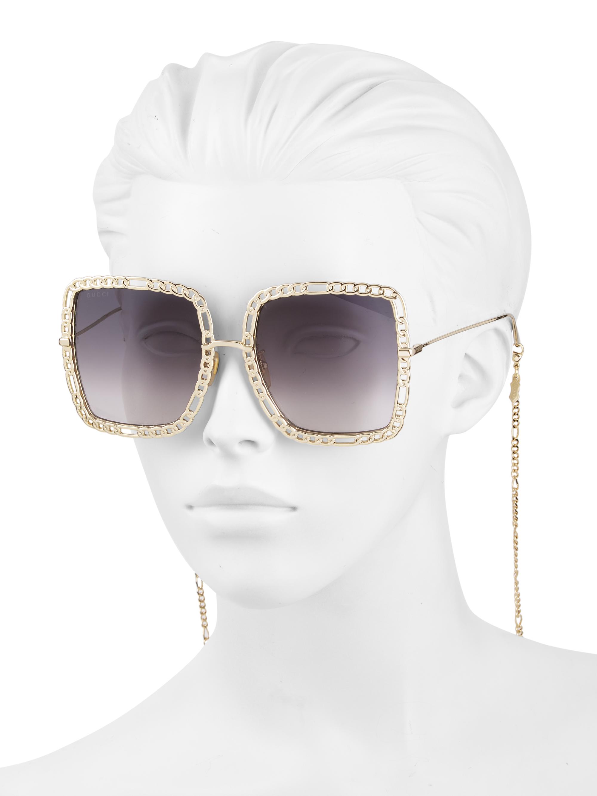 Gucci Gucci Chain 57MM Square Sunglasses | Saks Fifth Avenue