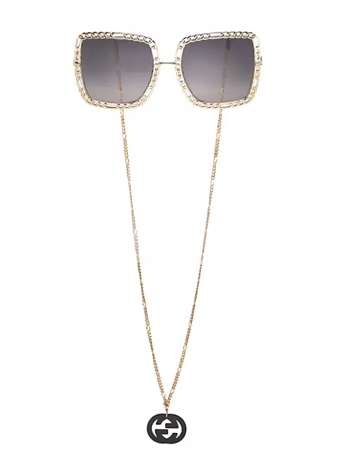 Cat Eye Fashion Sunglasses For Women Men Mirror Lens Chain Charm