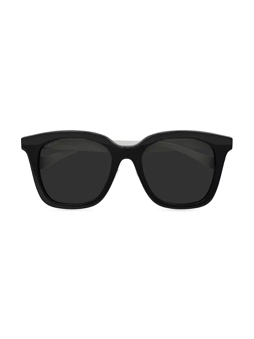  Gucci Women's Rectangular Sunglasses, Shiny Black, One