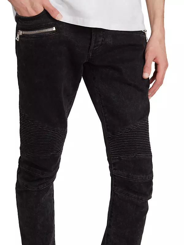 Balmain Men's Ribbed Cotton Slim-Fit Jeans, Waist Size 31 YH0MG080DC57-6FC  - Apparel - Jomashop