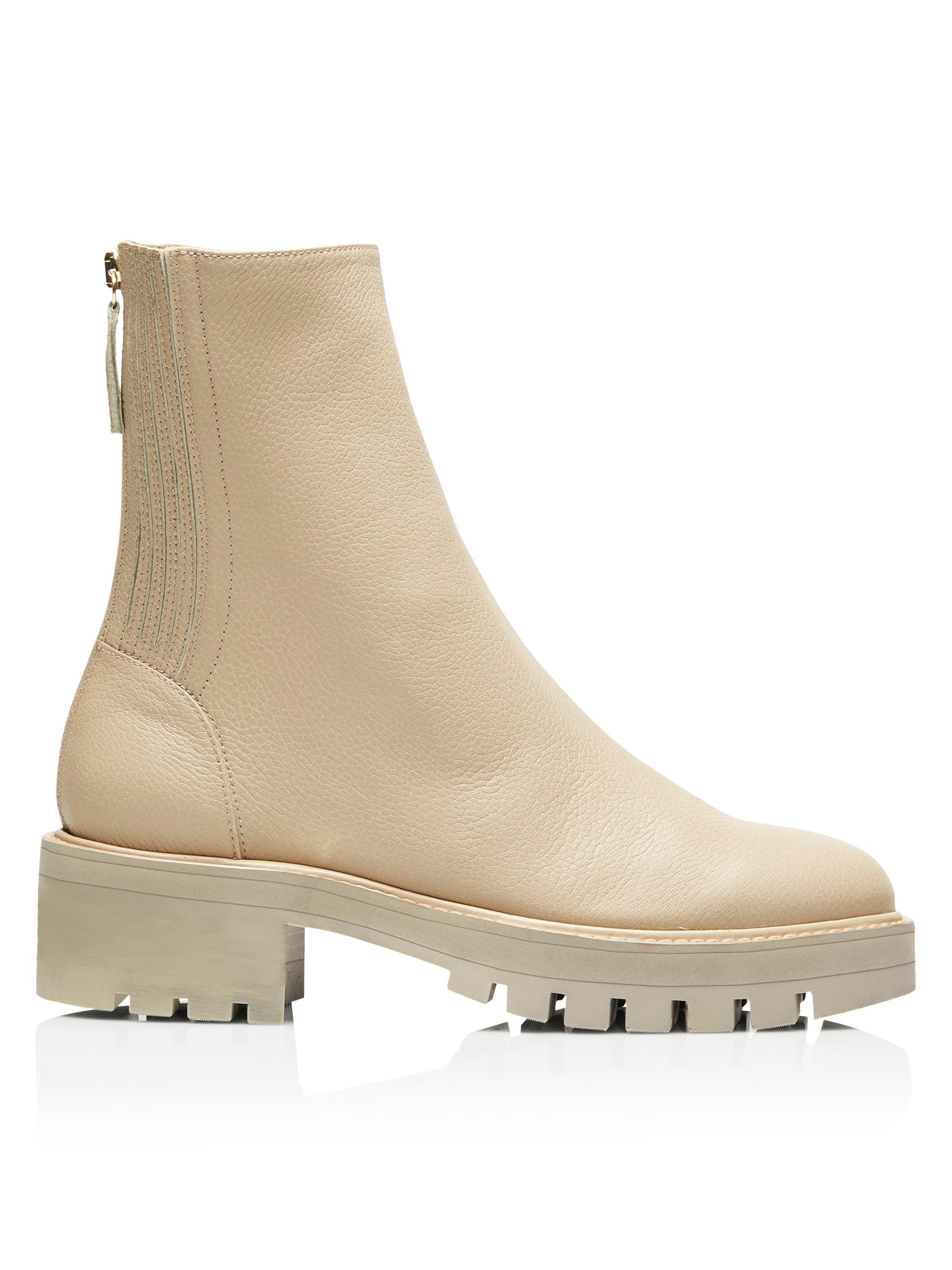 Aquazzura Women's Saint Honore Leather Combat Booties - Soft Beige