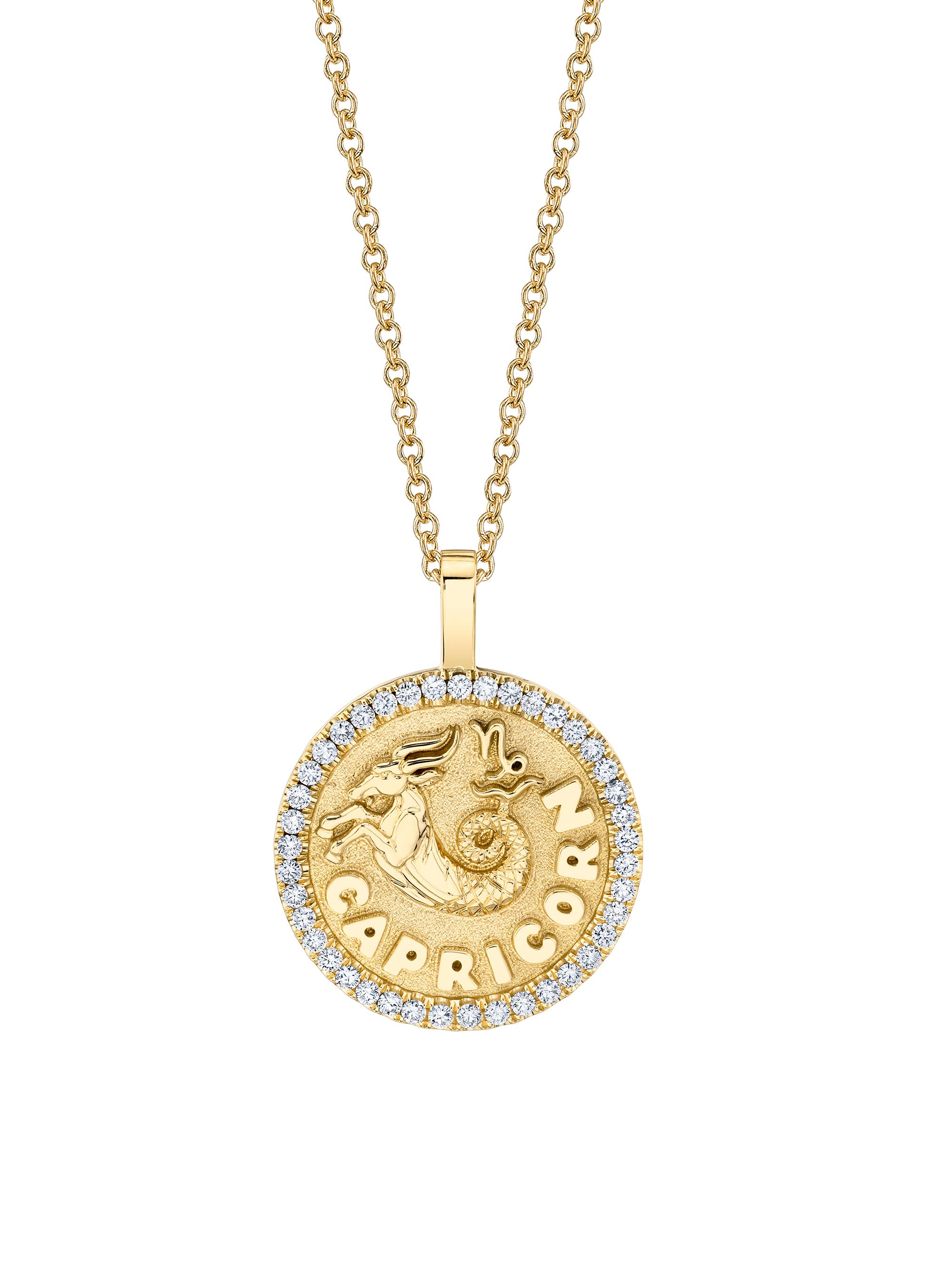 Anita Ko Women's Zodiac 18K Yellow Gold & 0.48 TCW Diamond  Coin Pendant Necklace - Capricorn