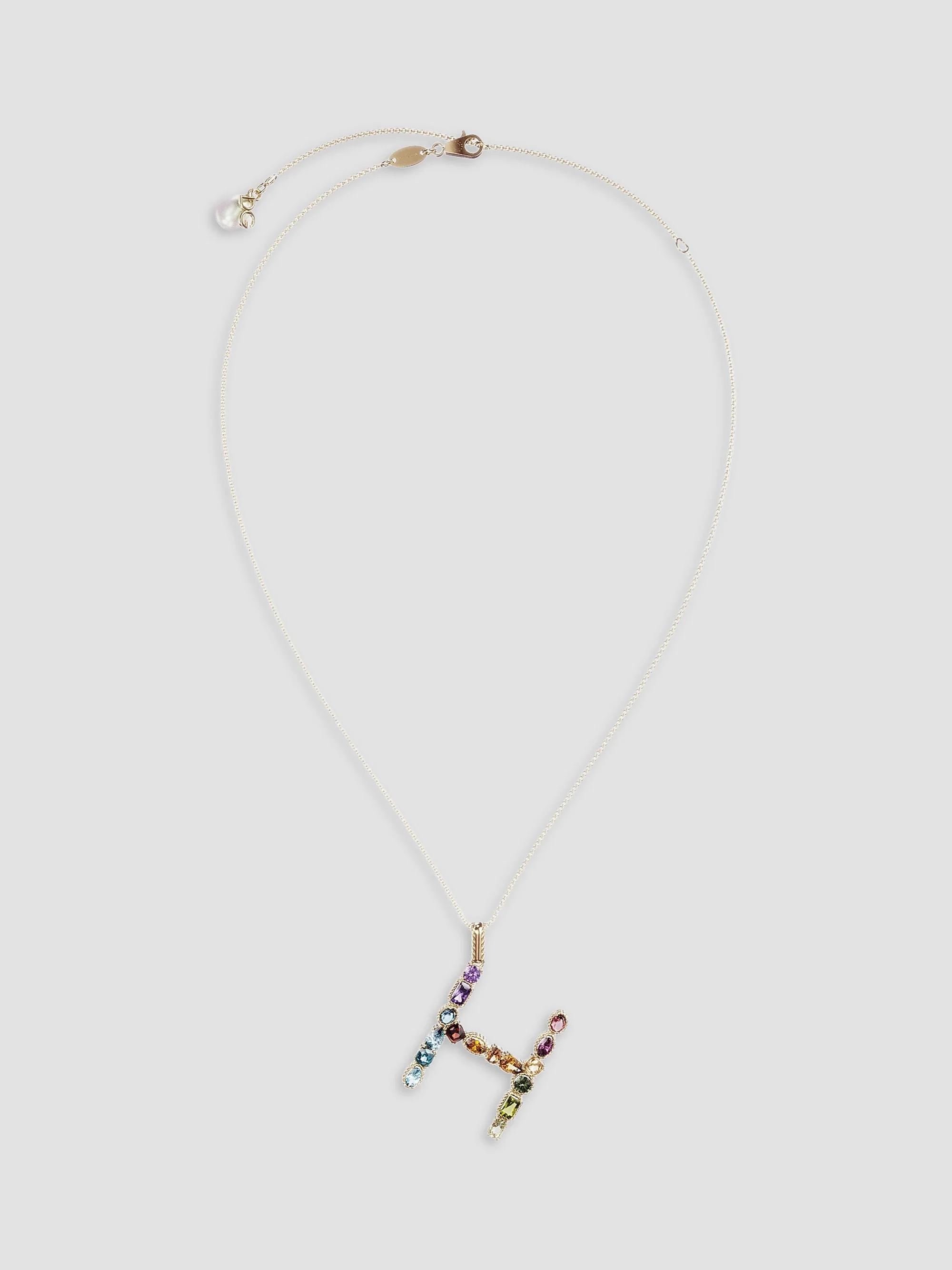 Dolce & Gabbana Women's Rainbow Alphabet 18K Gold & Gemstone Initial Pendant Necklace - H
