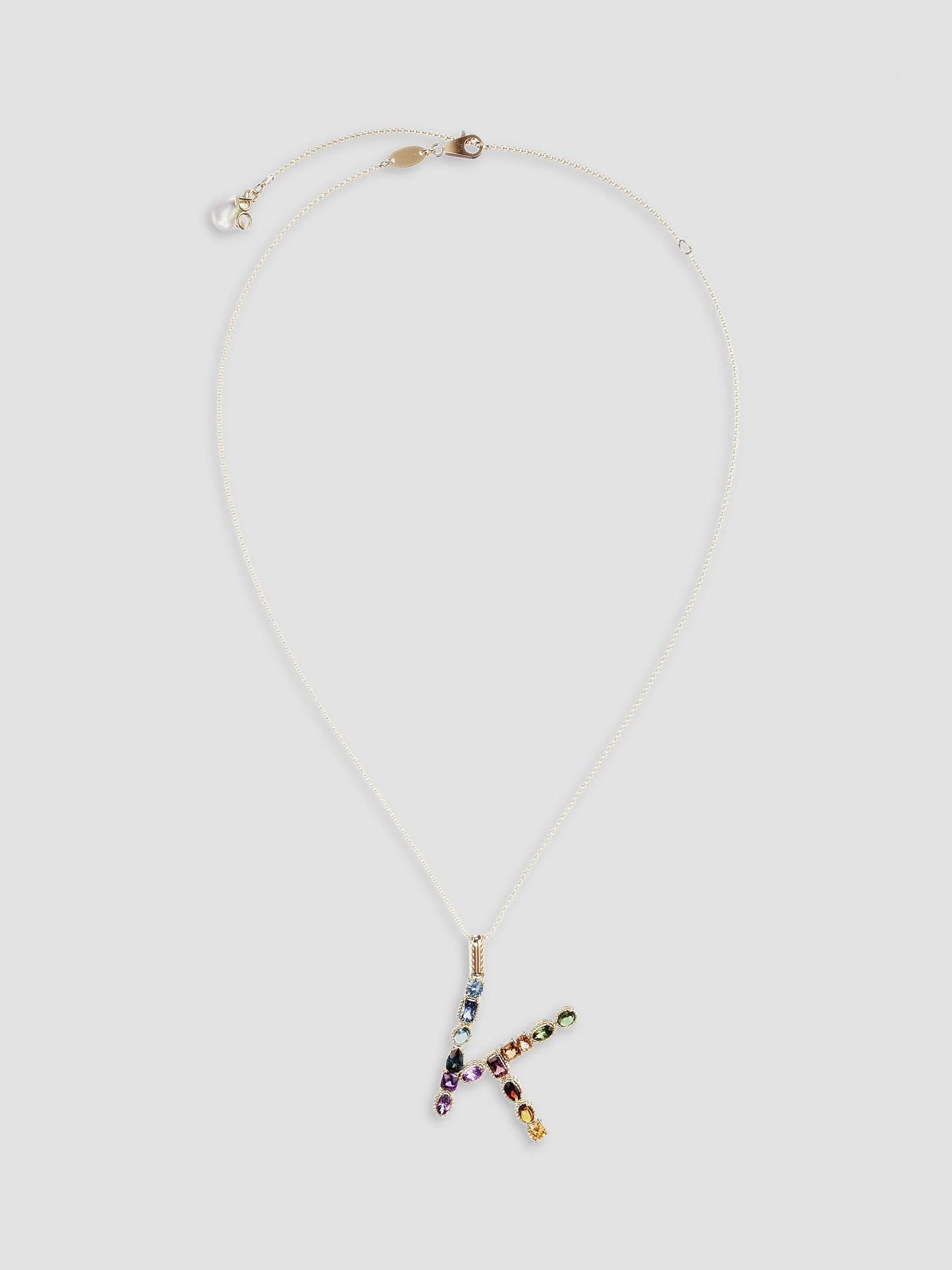Dolce & Gabbana Women's Rainbow Alphabet 18K Gold & Gemstone Initial Pendant Necklace - K