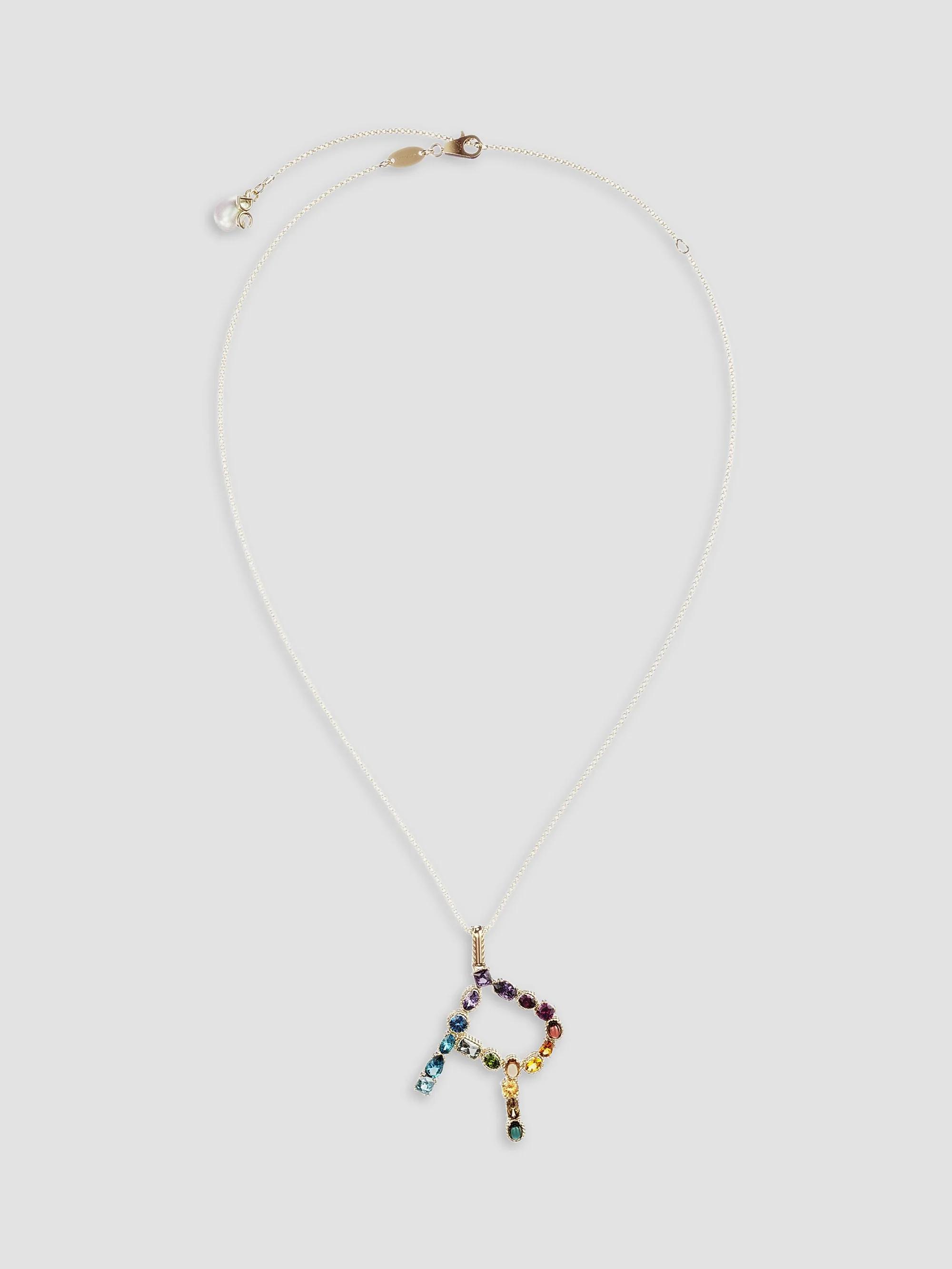Dolce & Gabbana Women's Rainbow Alphabet 18K Gold & Gemstone Initial Pendant Necklace - R