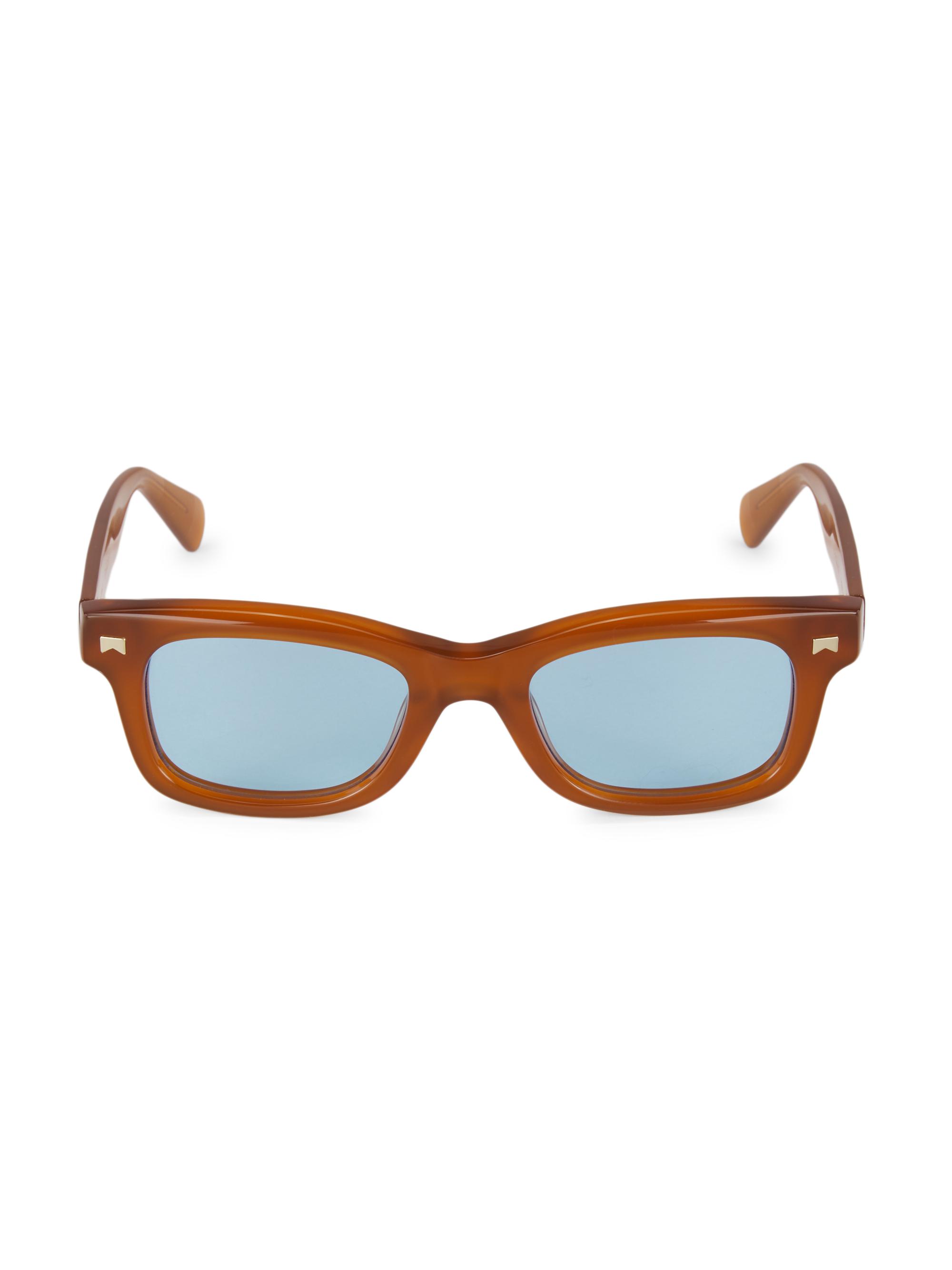 Rhude Men's Sun Ray Acetate 28mm Rectangular Sunglasses - Brown