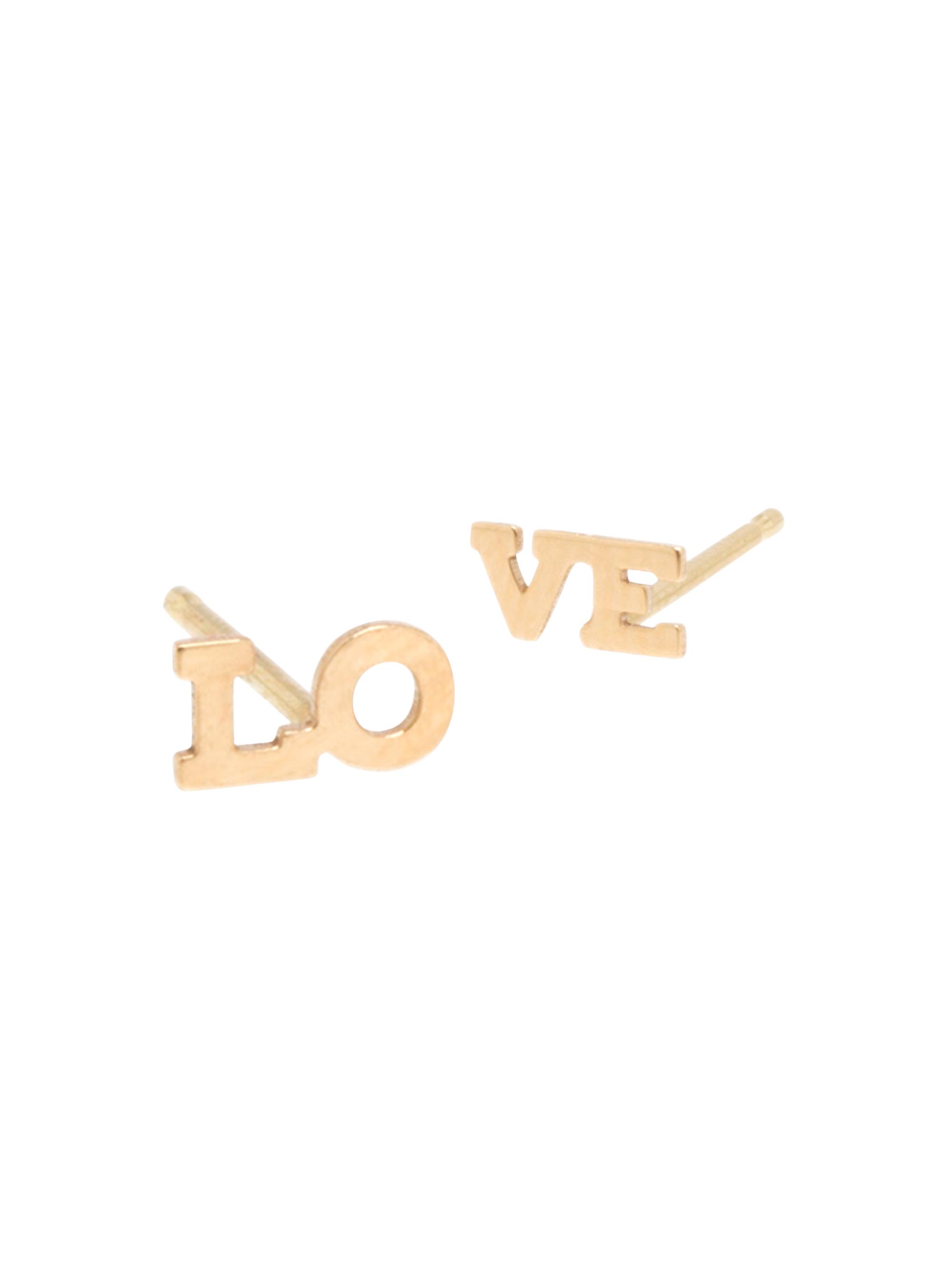 Zoë Chicco Women's Itty Bitty Words 14K Gold Tiny Lo & Ve Stud Earrings - Gold