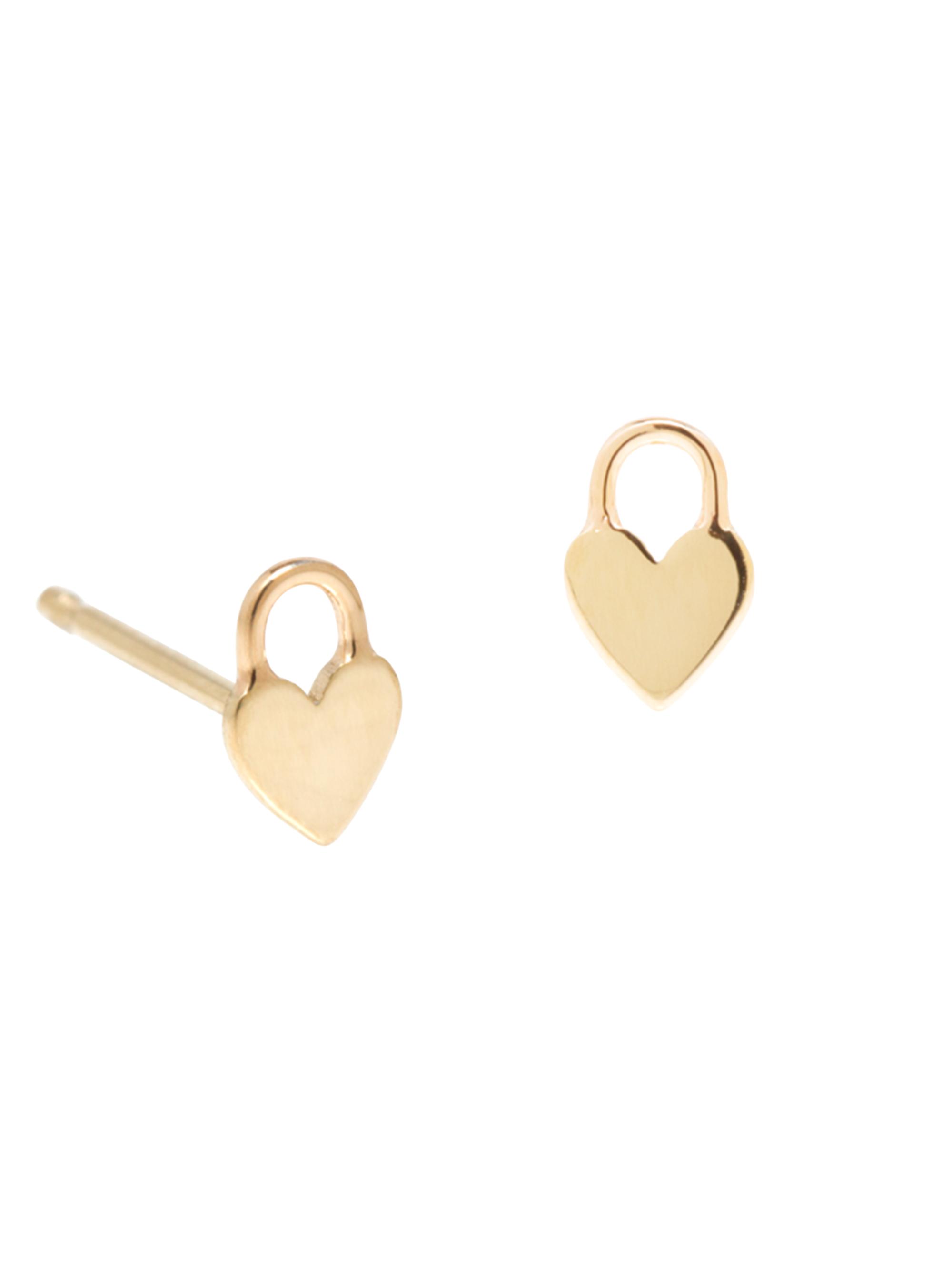 Zoë Chicco Women's Itty Bitty 14K Yellow Gold Heart Padlock Stud Earrings - Gold
