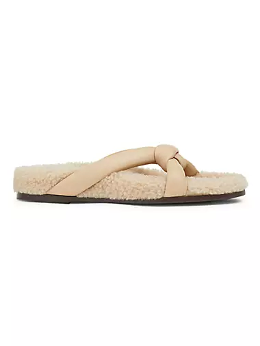Honore Shearling Leather-Strapped Sandals