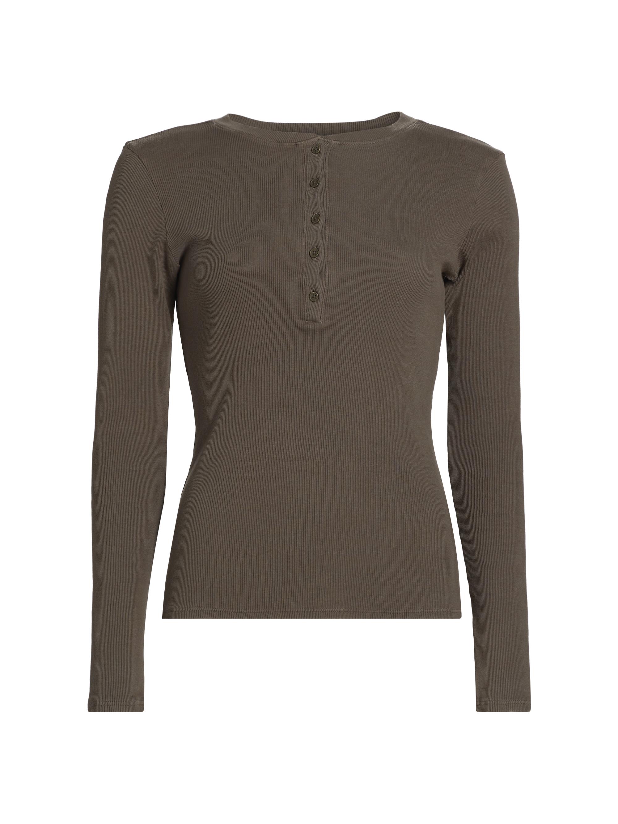 トップス Border button fly long sleeve T-shirt 0400014760772_CLOVER?wid=600&