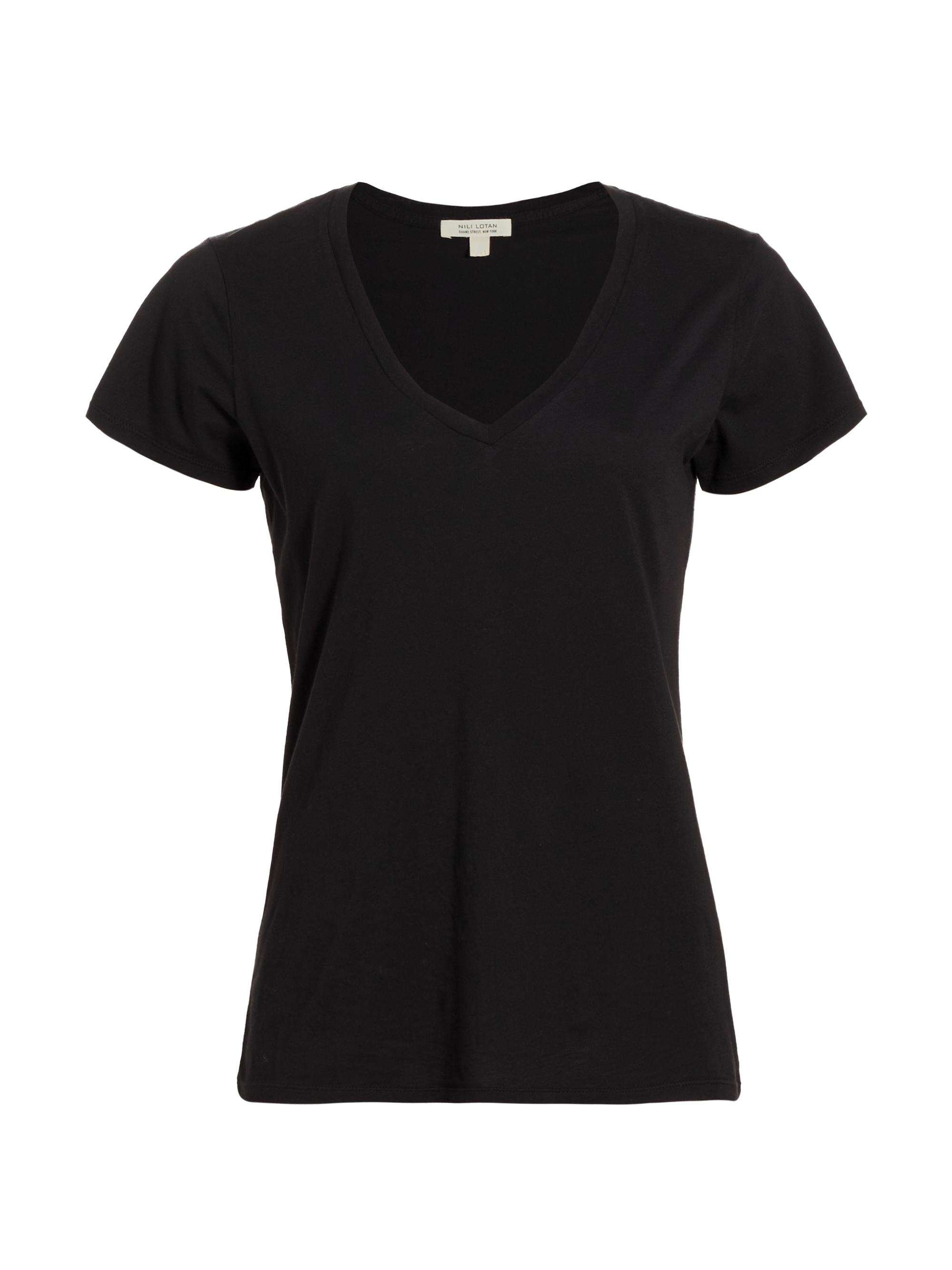 Nili Lotan Women's Carol V-Neck T-Shirt - Jet Black