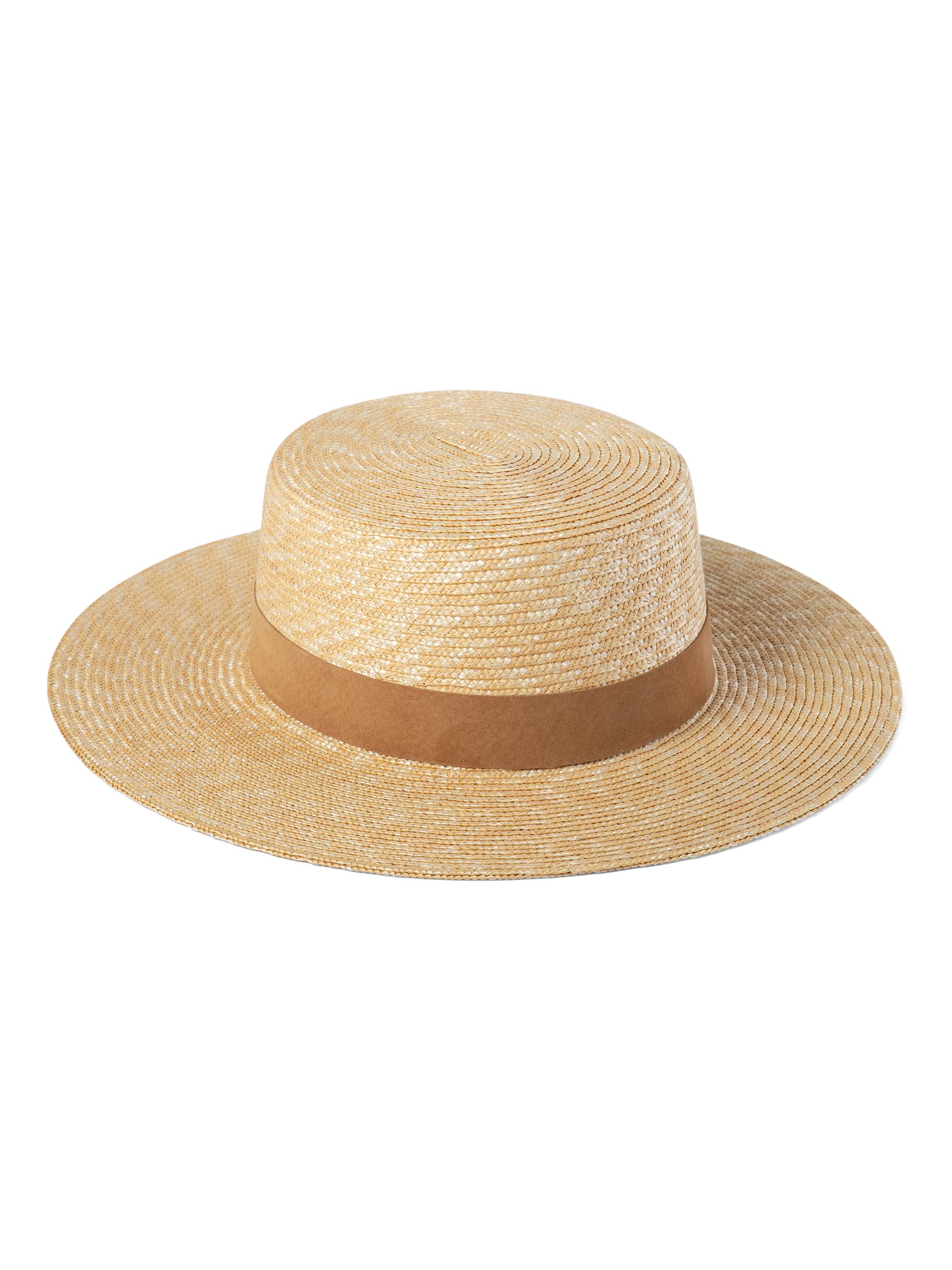 Lack of Color Women's Spencer Boater Suede-Trim Straw Hat - Natural