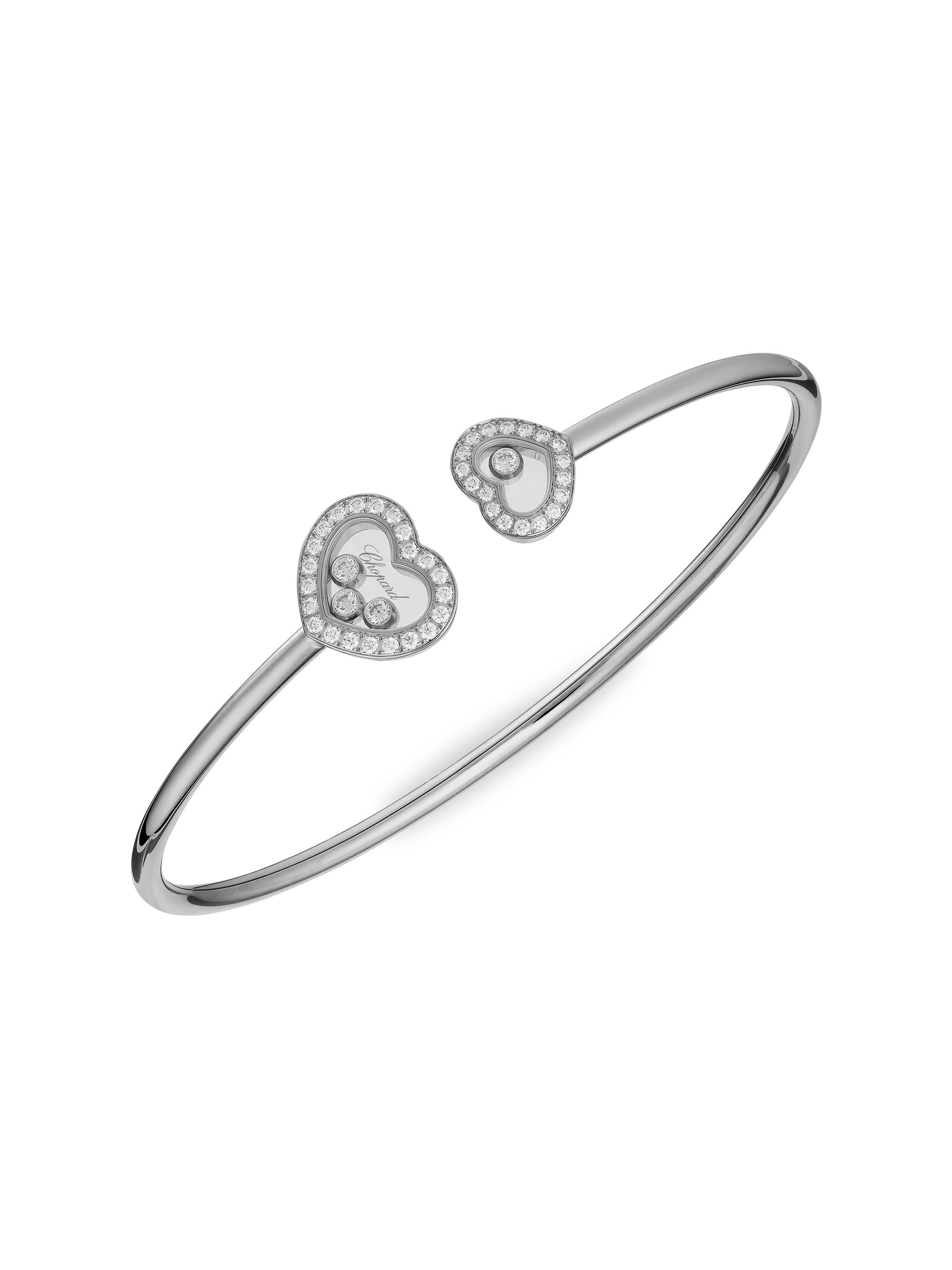 Chopard Women's Happy Hearts 18K White Gold & Diamond Bangle - White Gold